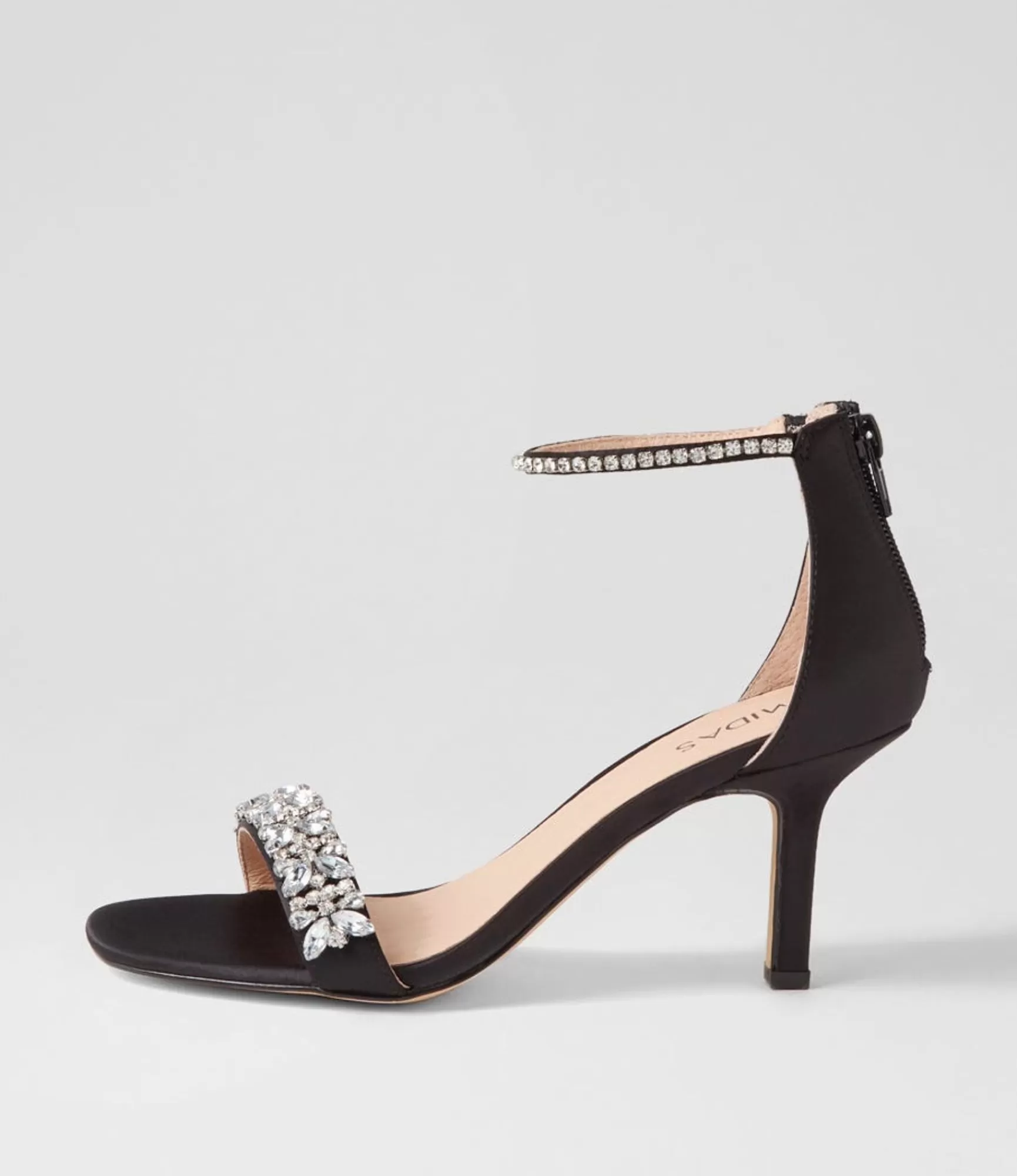Hot Midas Shoes Preazi Black Satin Sandals