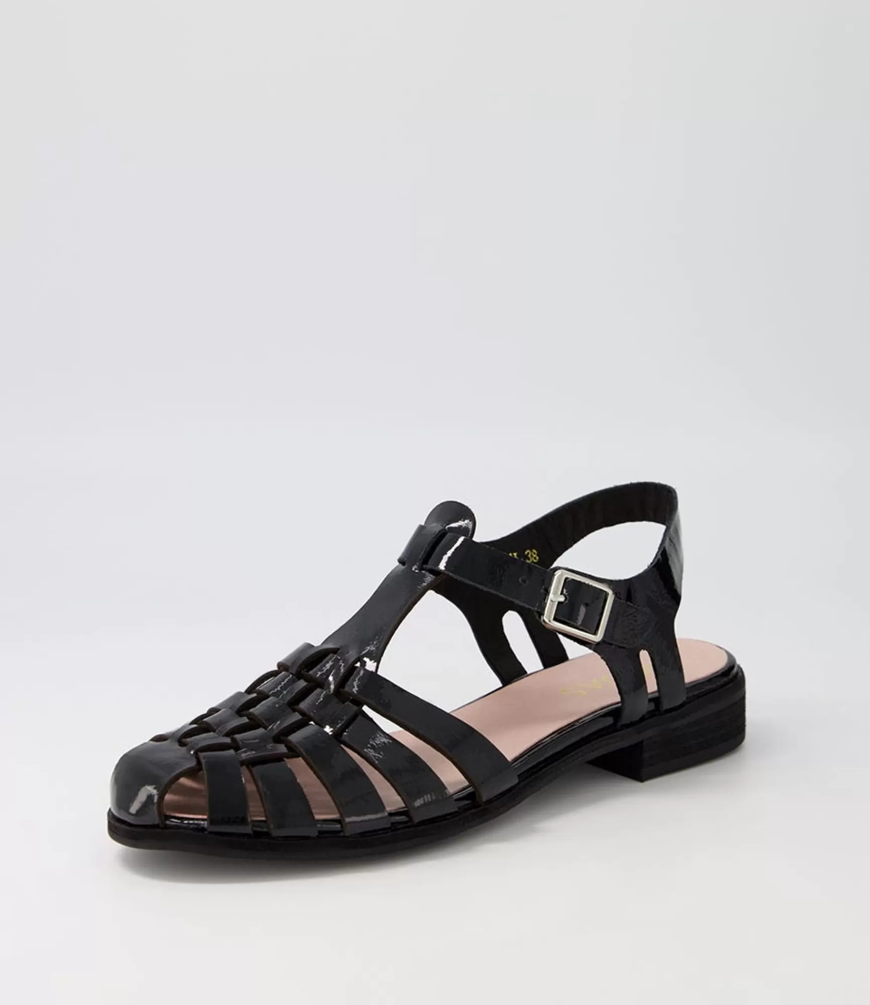 Hot Midas Shoes Quilted Black Patent Leather Flat Shoes