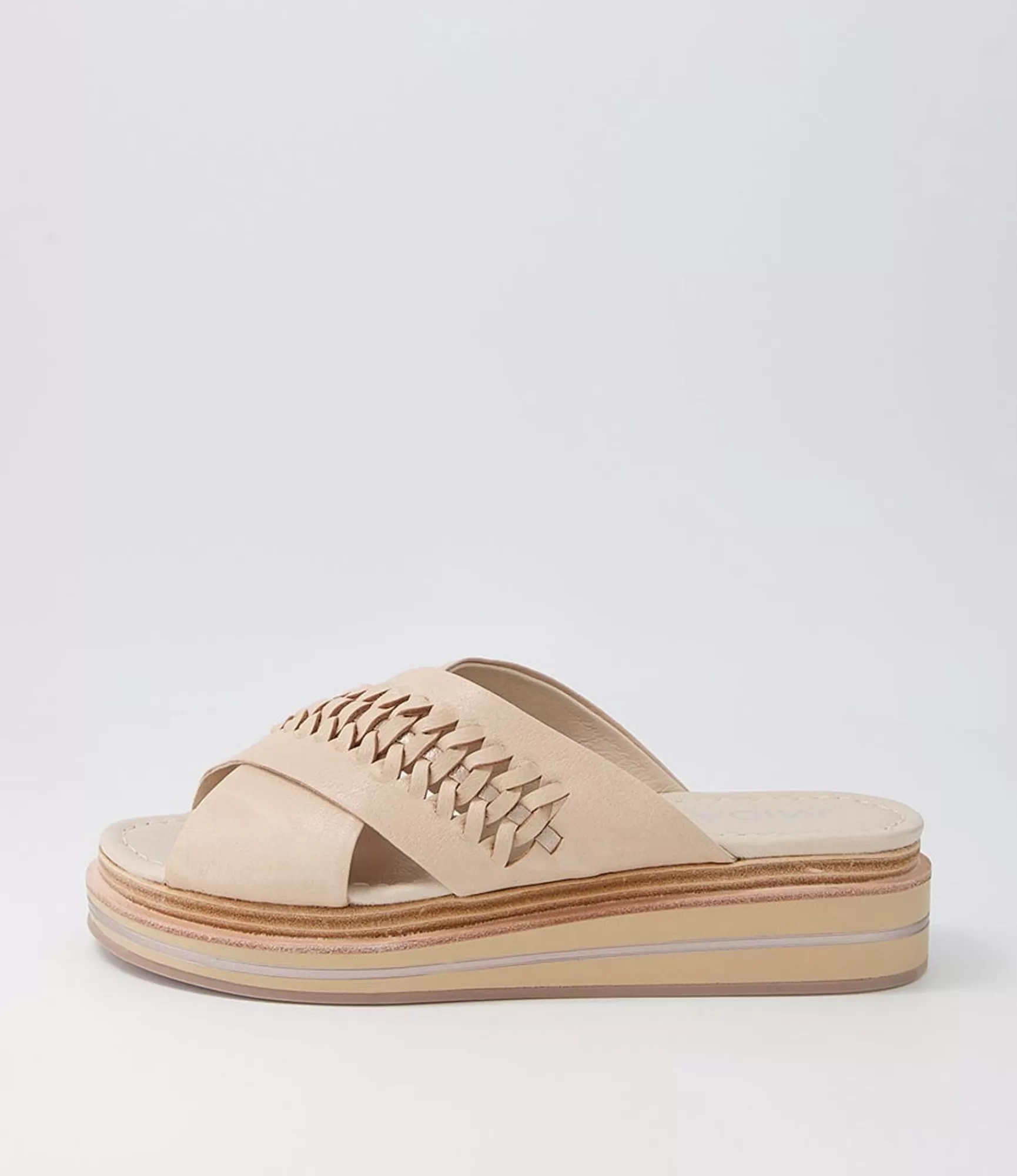 Cheap Midas Shoes Raelan Camel Champagne Leather Slides