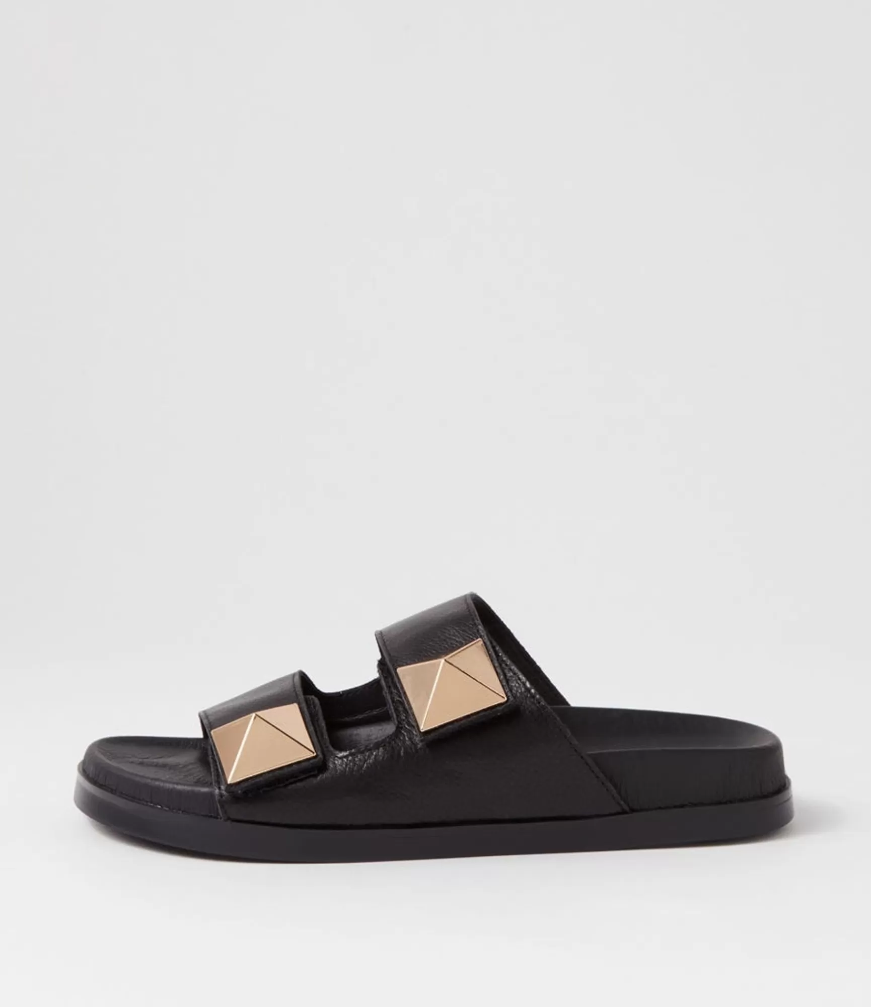 Clearance Midas Shoes Readings Black Leather Slides