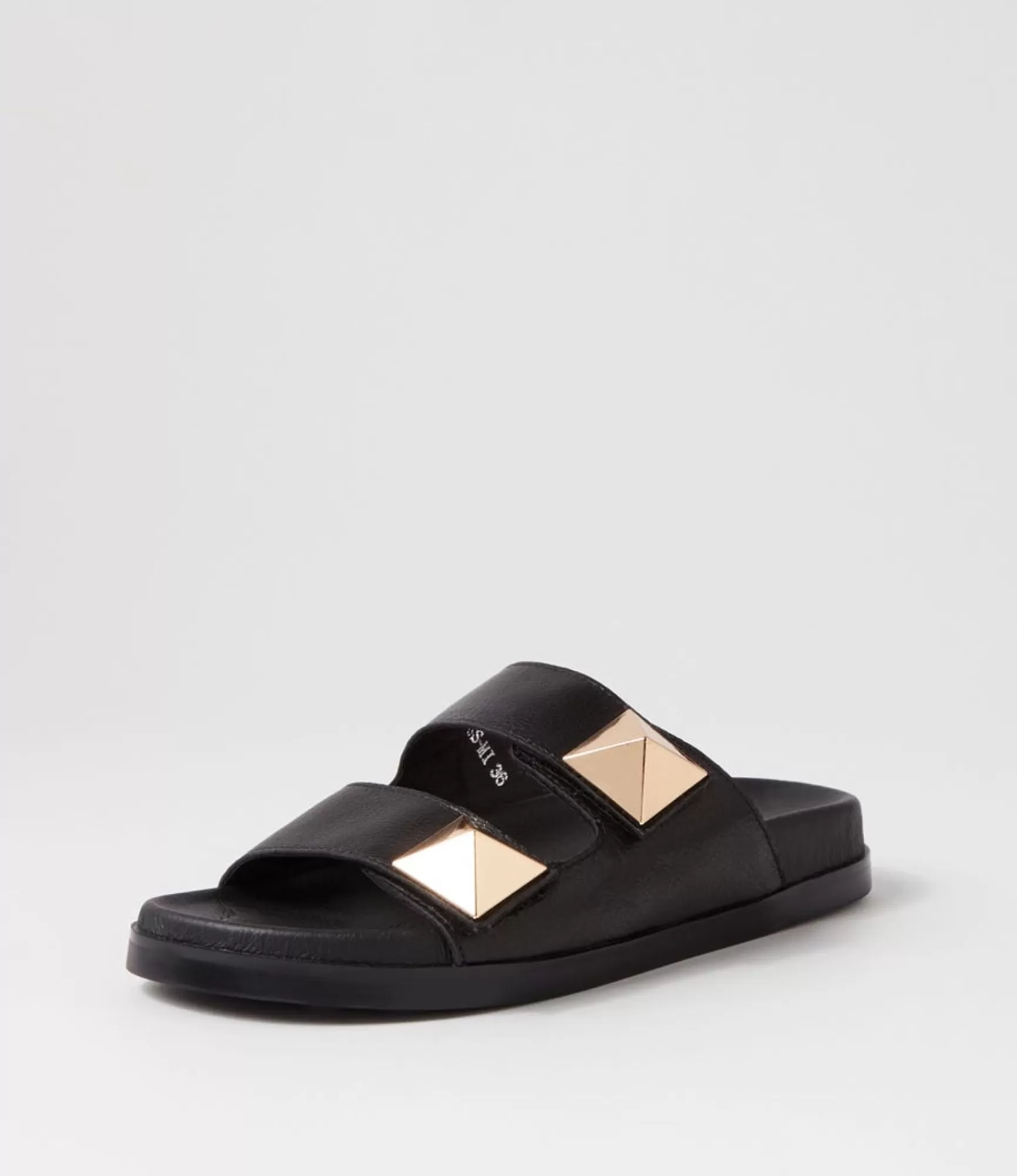 Clearance Midas Shoes Readings Black Leather Slides
