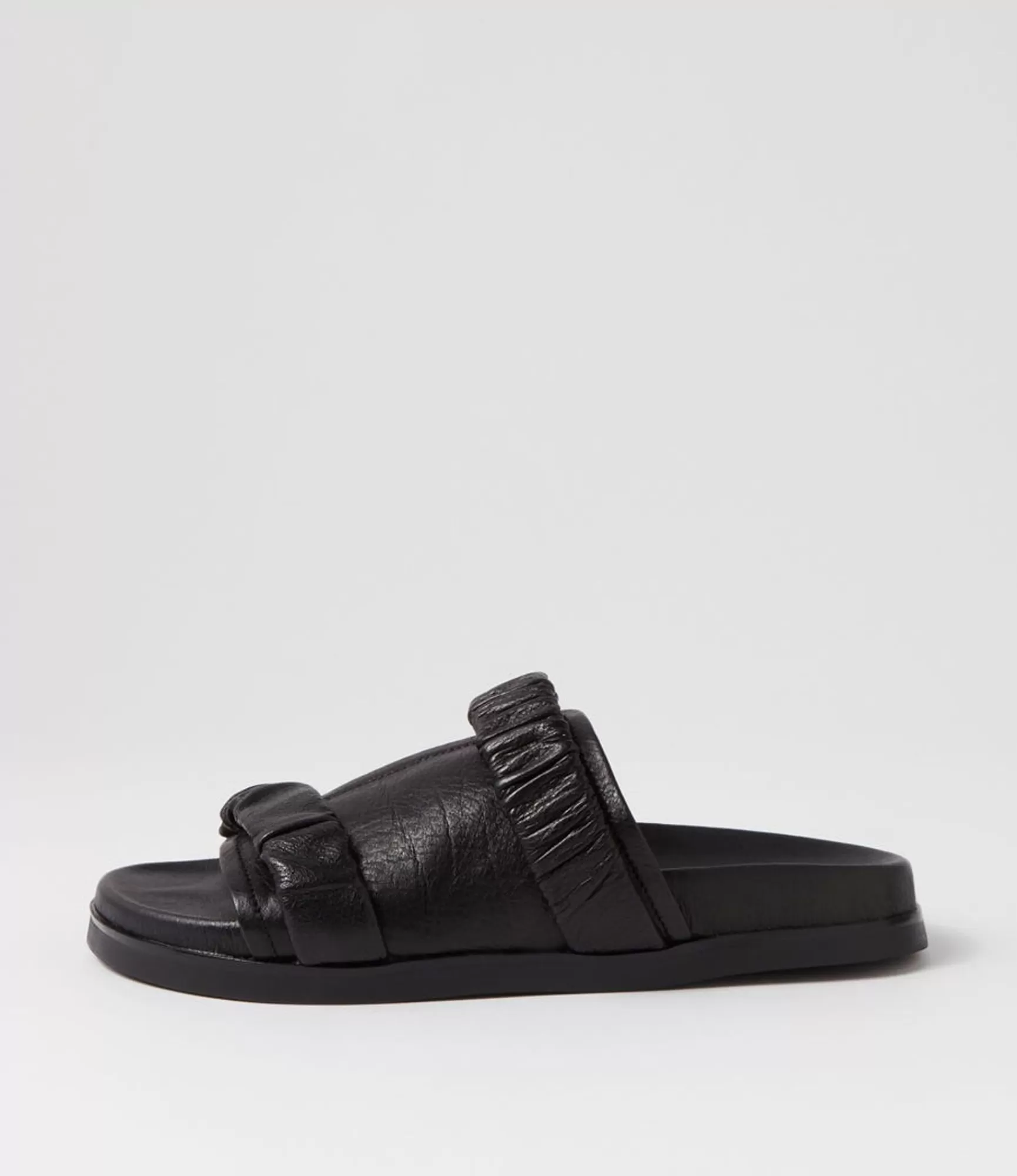 Fashion Midas Shoes Reski Black Leather Slides