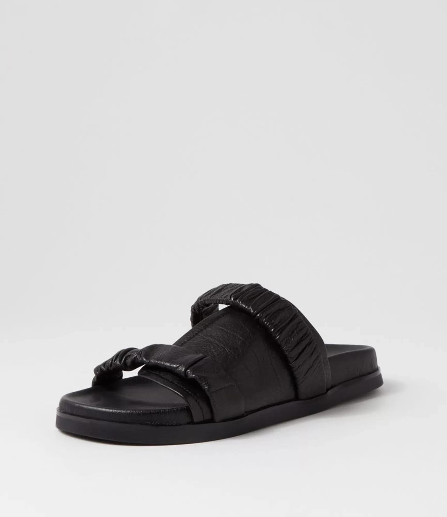 Fashion Midas Shoes Reski Black Leather Slides