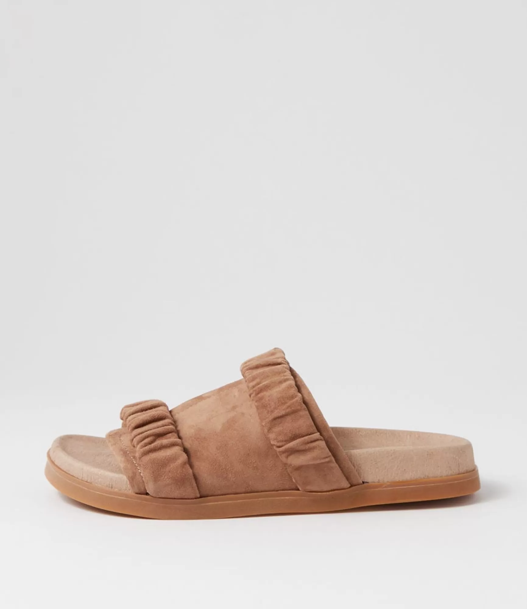 Hot Midas Shoes Reski Light Choc Suede Slides