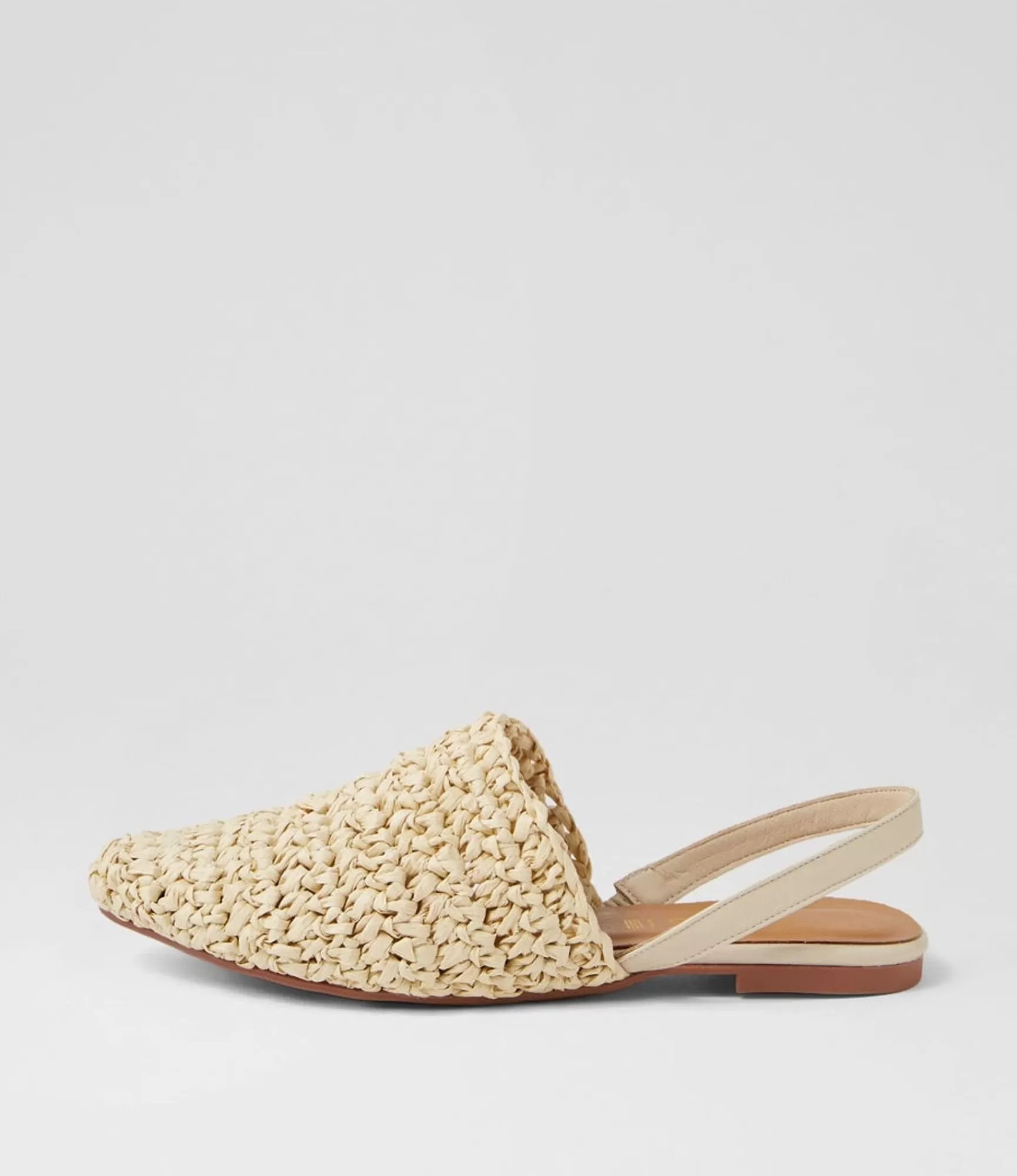Outlet Midas Shoes Roye Beige Weave Leather Flat Shoes
