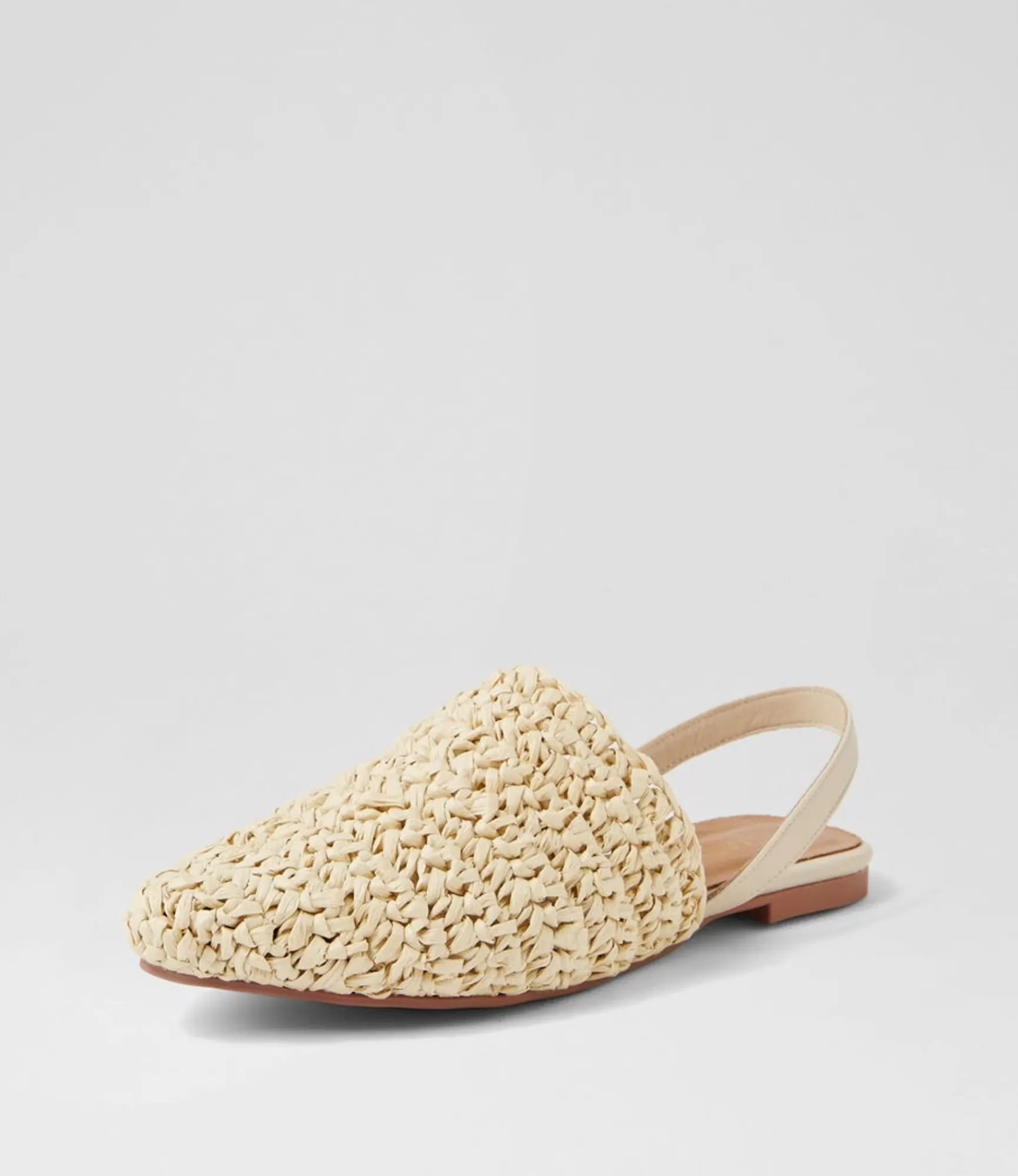 Outlet Midas Shoes Roye Beige Weave Leather Flat Shoes