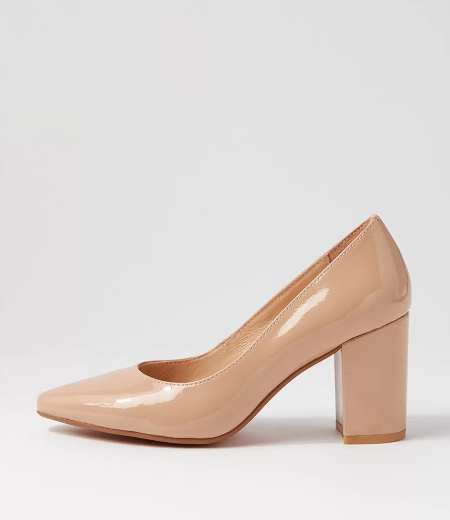 Discount Midas Shoes Sabine Nude Patent Leather Heels