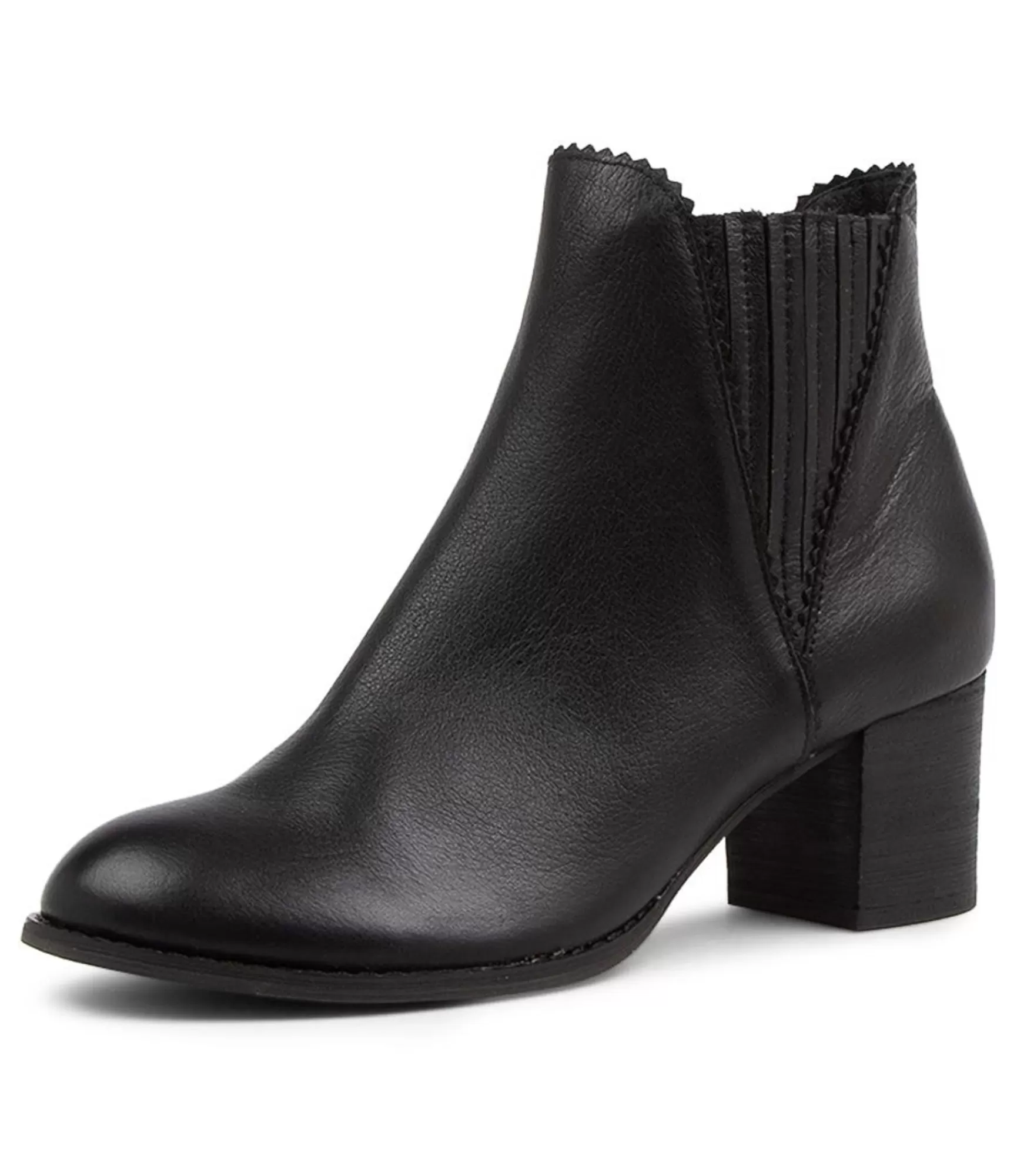 Fashion Midas Shoes Saniti Black Leather Ankle Boots Black Heel
