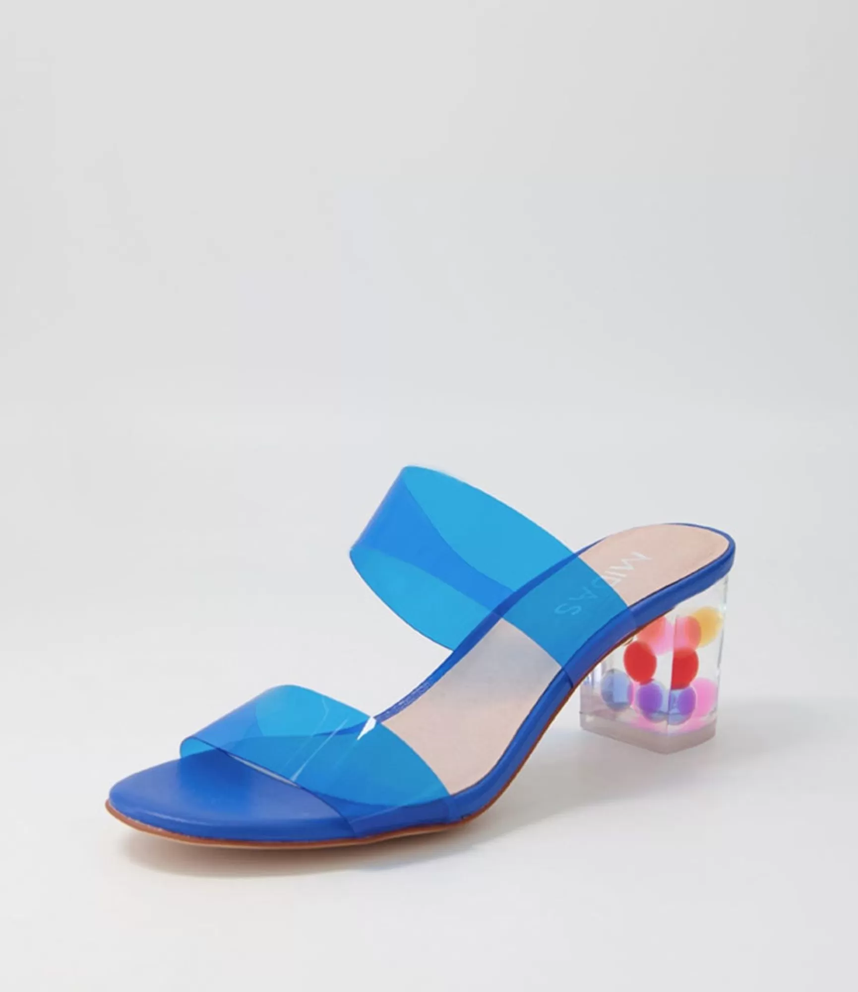 Online Midas Shoes Sarita Cobalt Bubble Vinylite Heel Slides