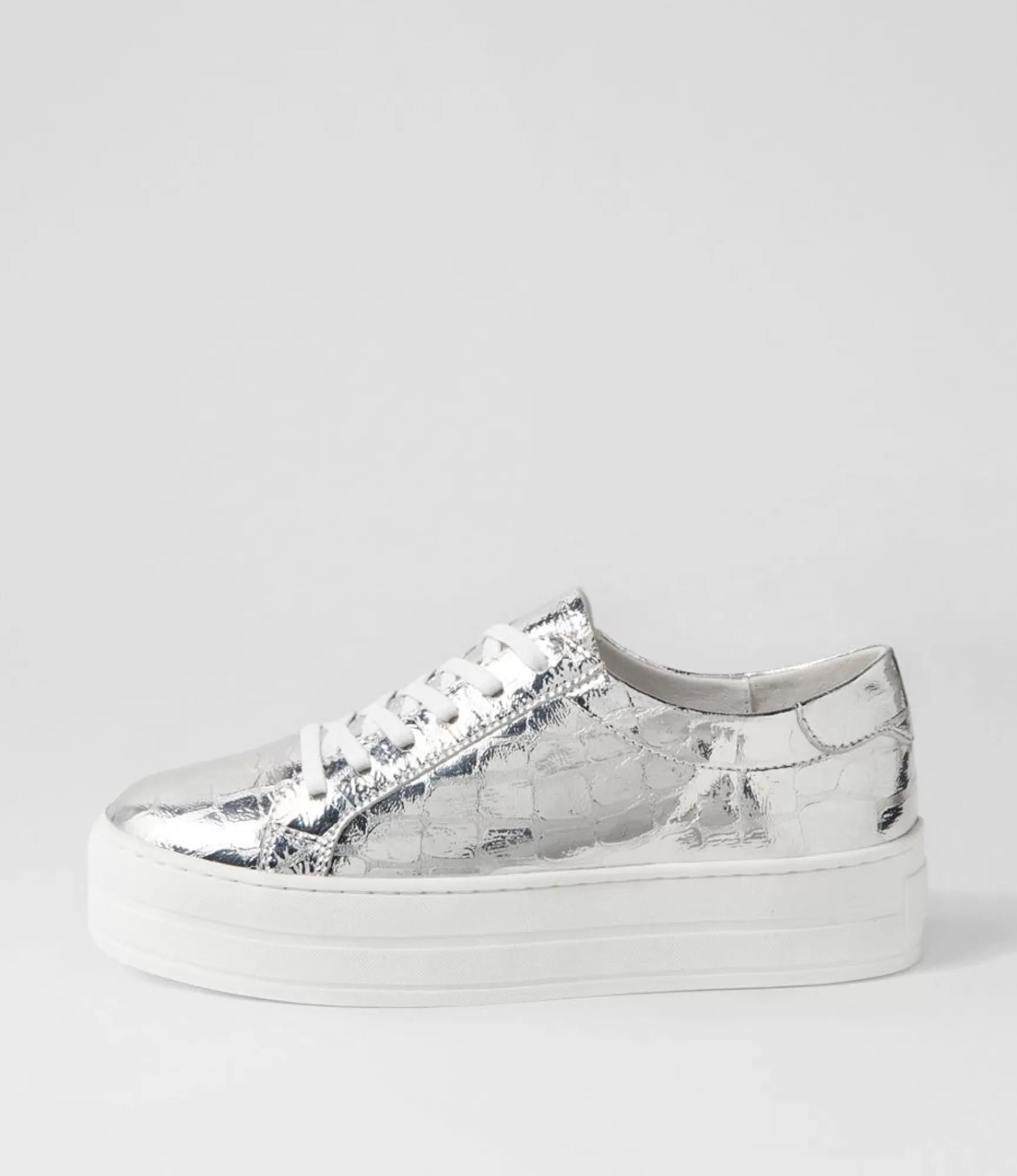 Best Sale Midas Shoes Shelby Silver White Croc Leather Sneakers
