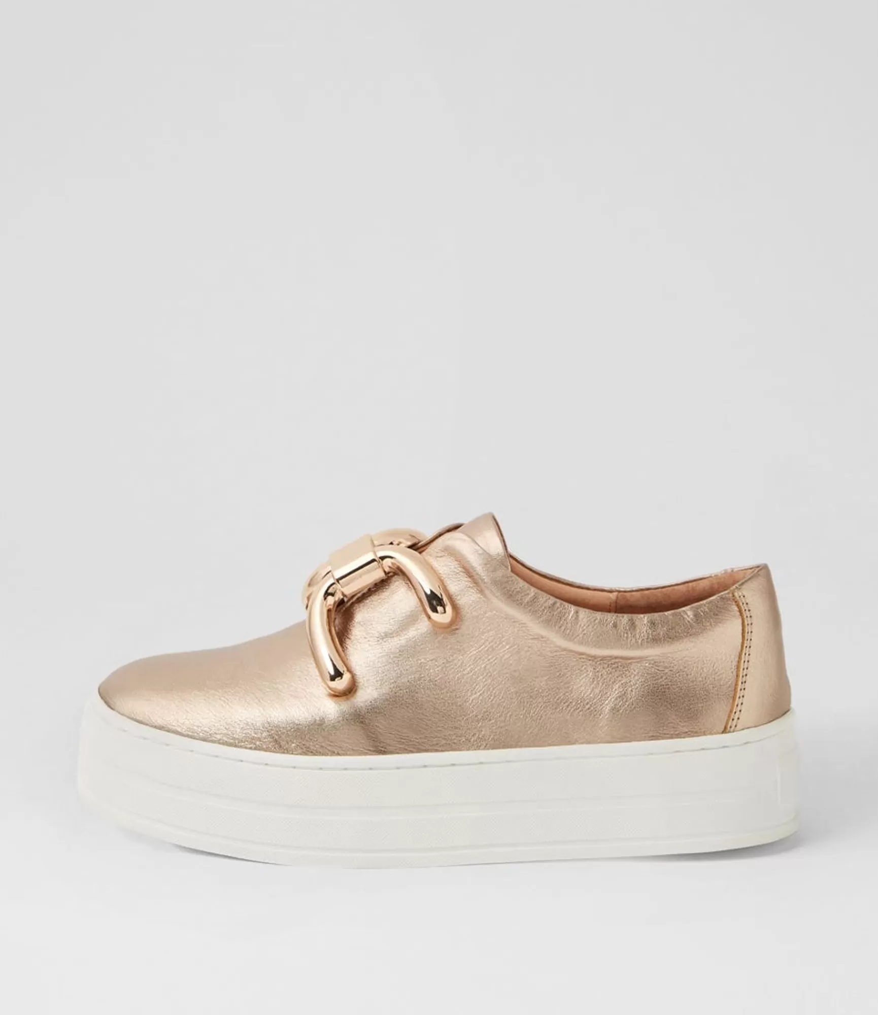 New Midas Shoes Shells Champagne White Leather Sneakers