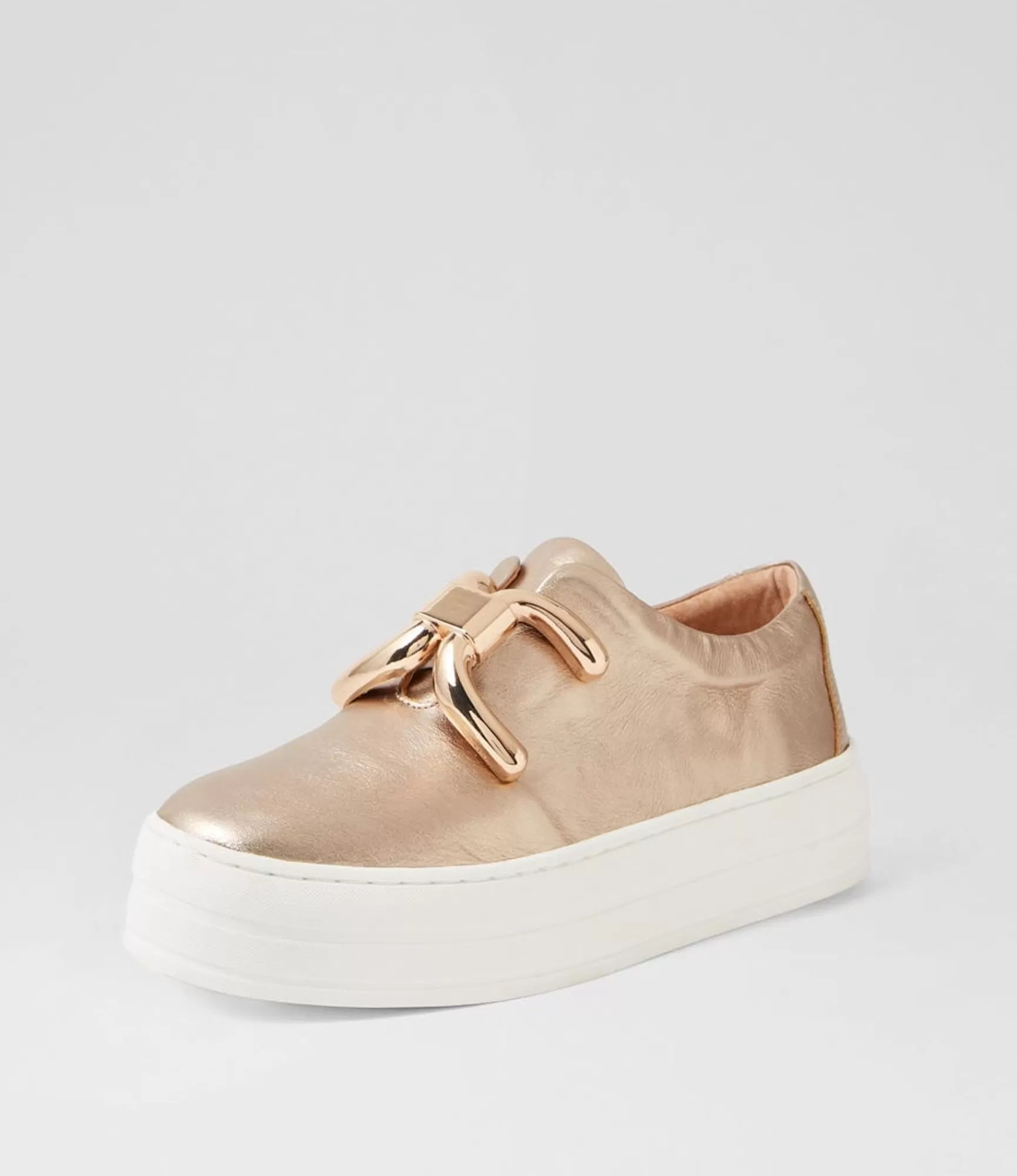 New Midas Shoes Shells Champagne White Leather Sneakers