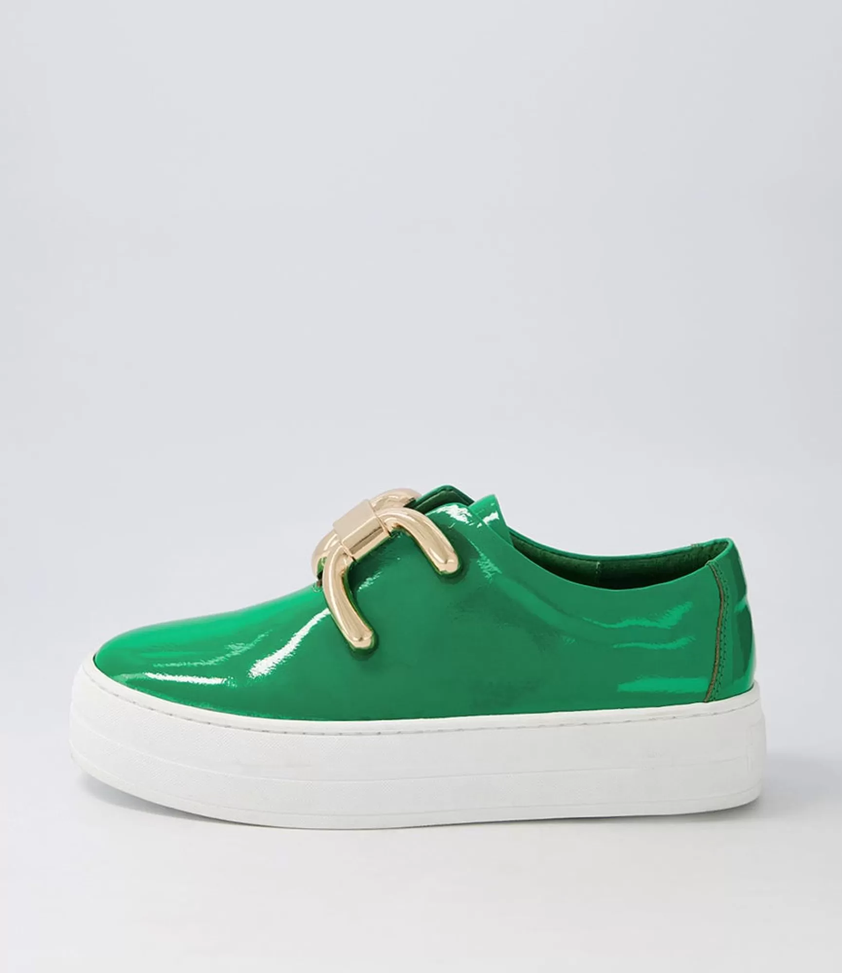 Cheap Midas Shoes Shells Emerald White Patent Leather Sneakers