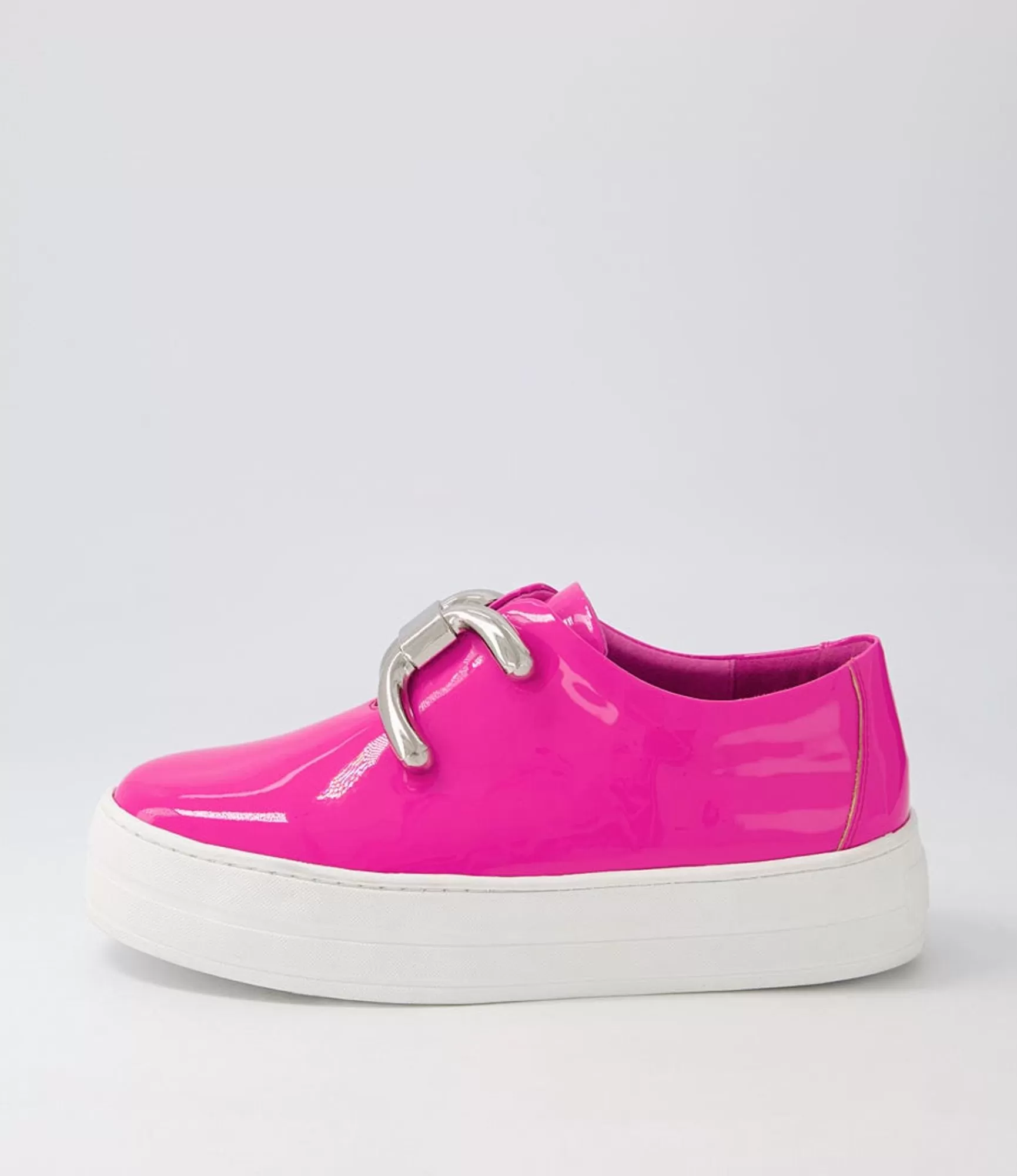 Shop Midas Shoes Shells Hot Pink White Patent Leather Sneakers