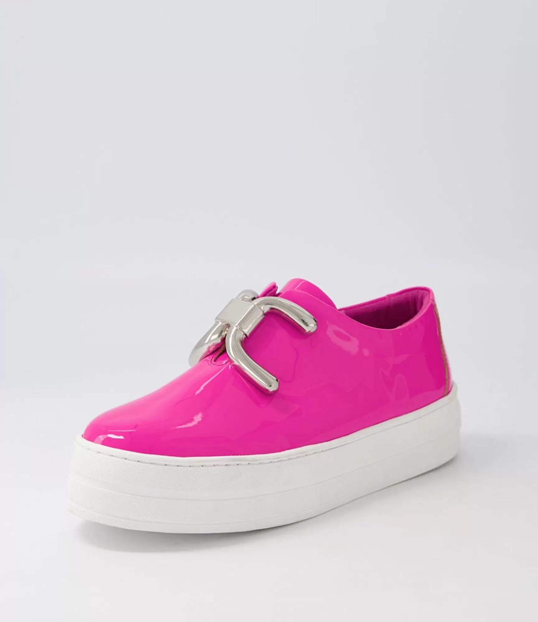 Shop Midas Shoes Shells Hot Pink White Patent Leather Sneakers