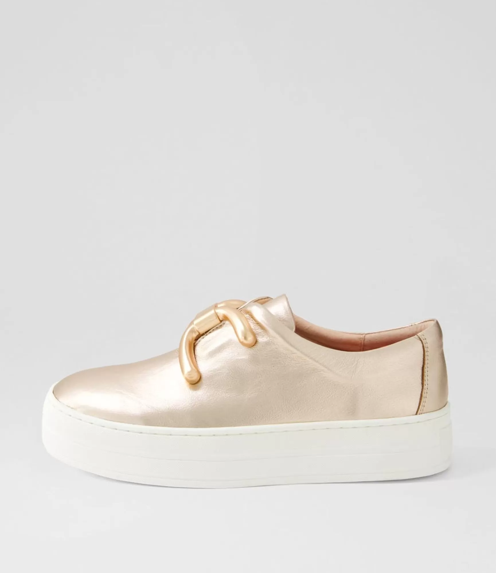 Sale Midas Shoes Shells Pale Rose Gold White Leather Sneakers