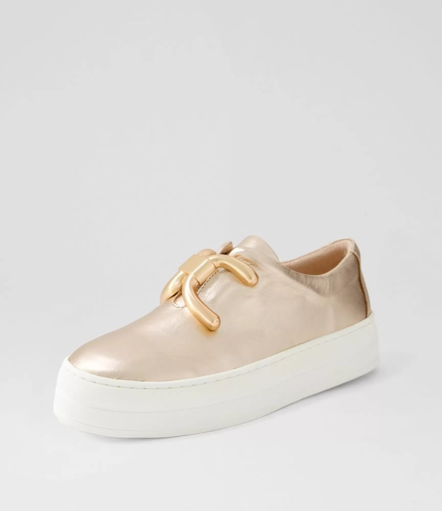 Sale Midas Shoes Shells Pale Rose Gold White Leather Sneakers