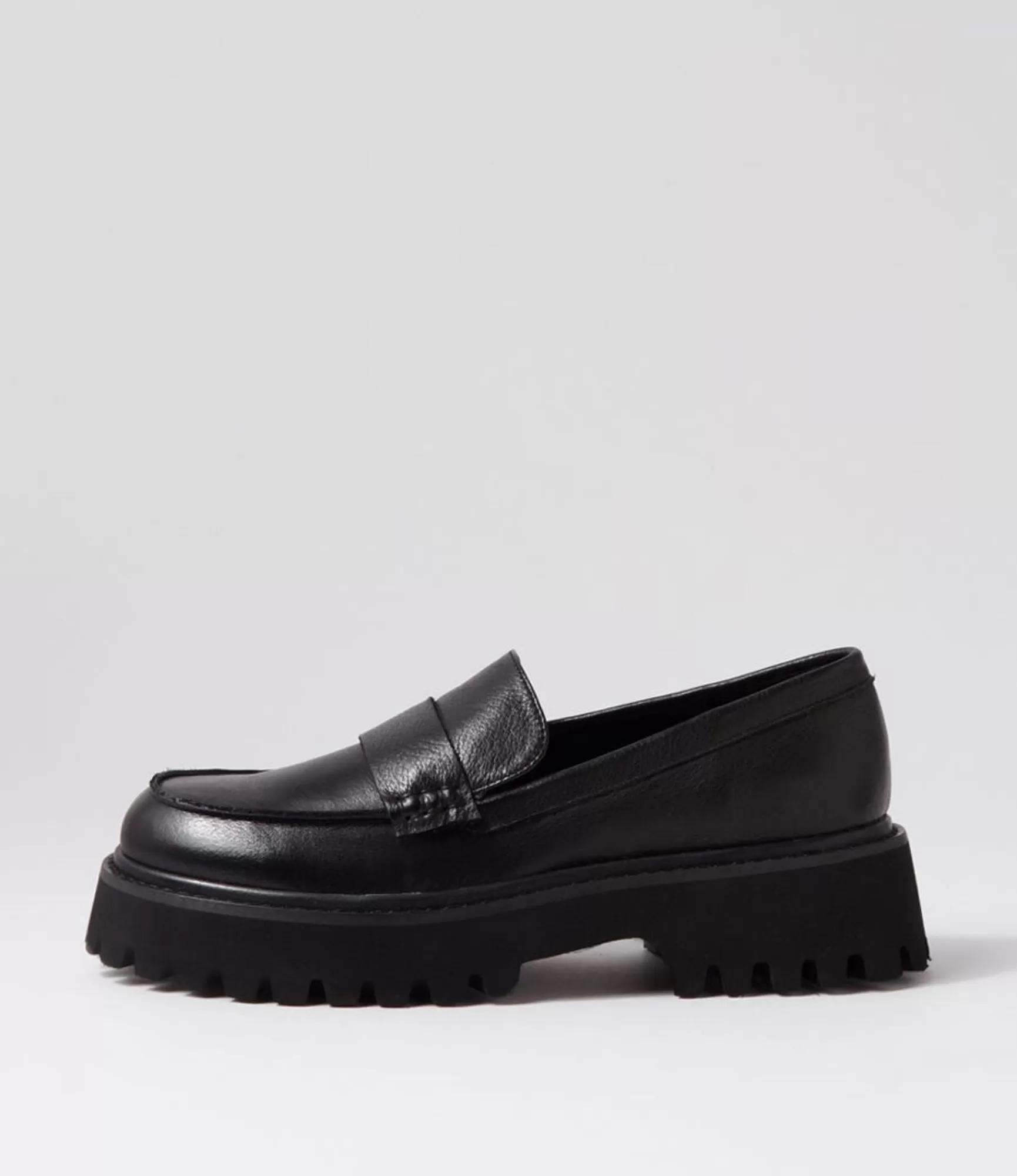 Hot Midas Shoes Siola Black Leather Loafers