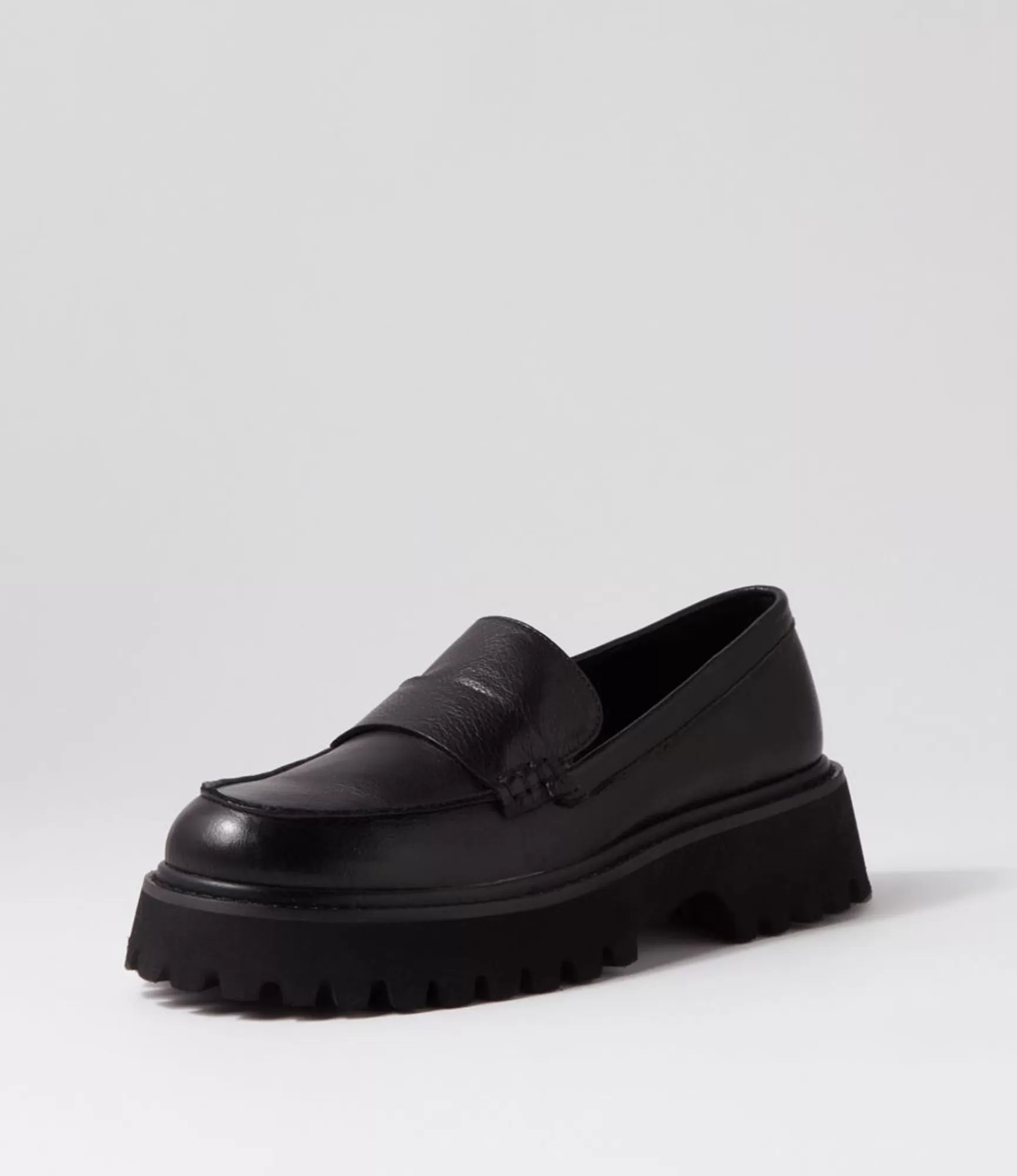 Hot Midas Shoes Siola Black Leather Loafers
