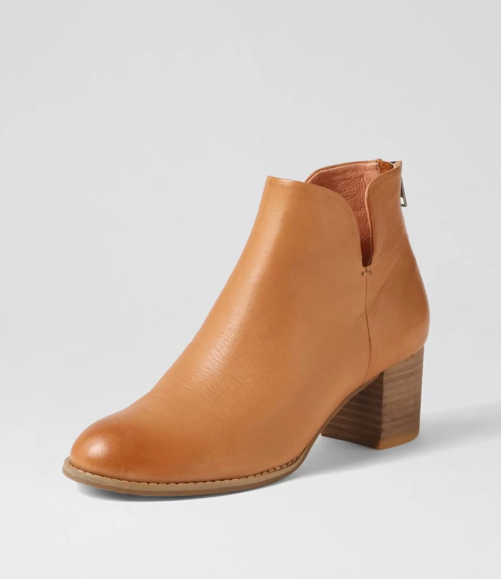 Discount Midas Shoes Sutton Dark Tan Natural Heel Leather Ankle Boots