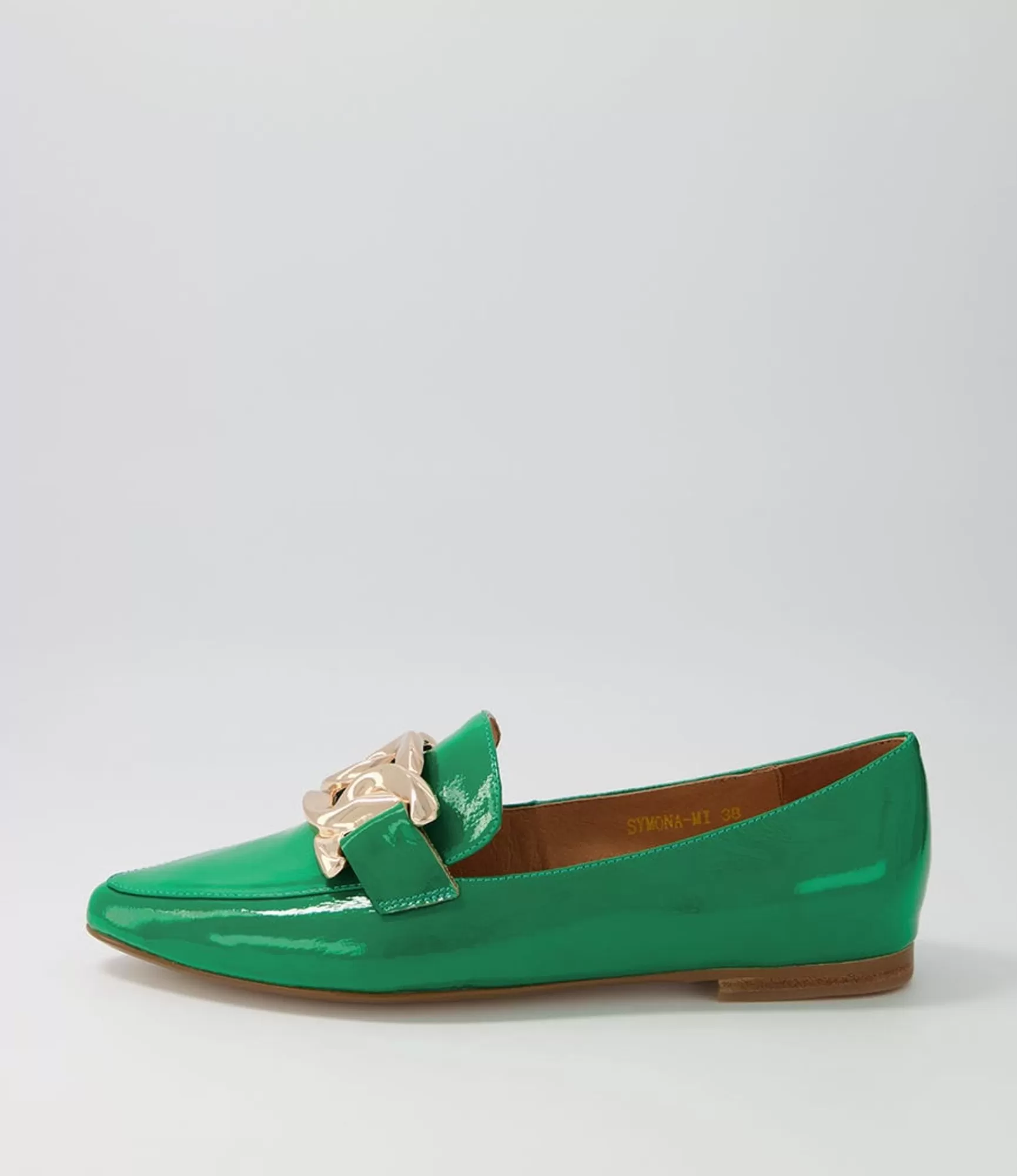 Fashion Midas Shoes Symona Emerald Patent Leather Loafers