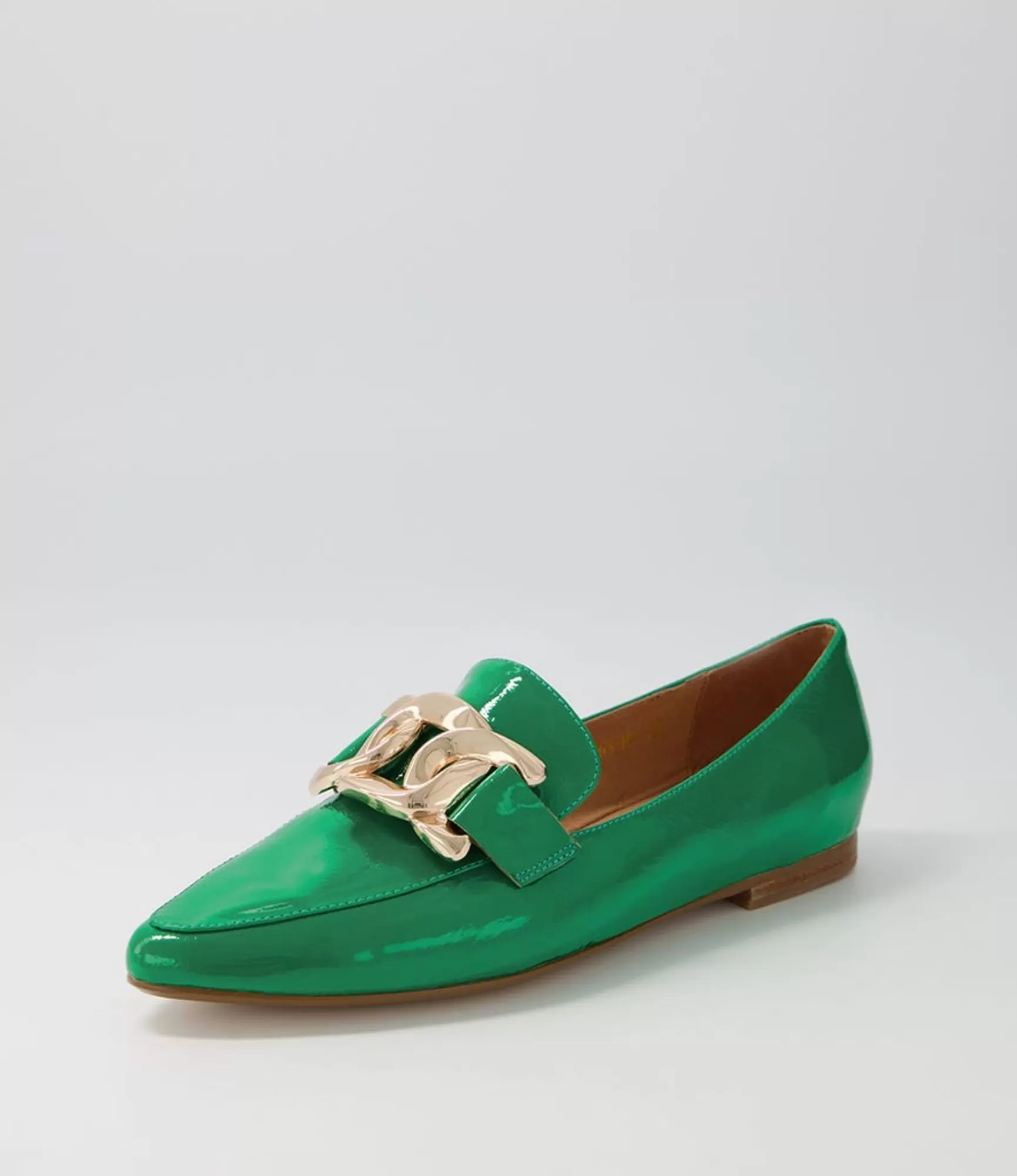 Fashion Midas Shoes Symona Emerald Patent Leather Loafers