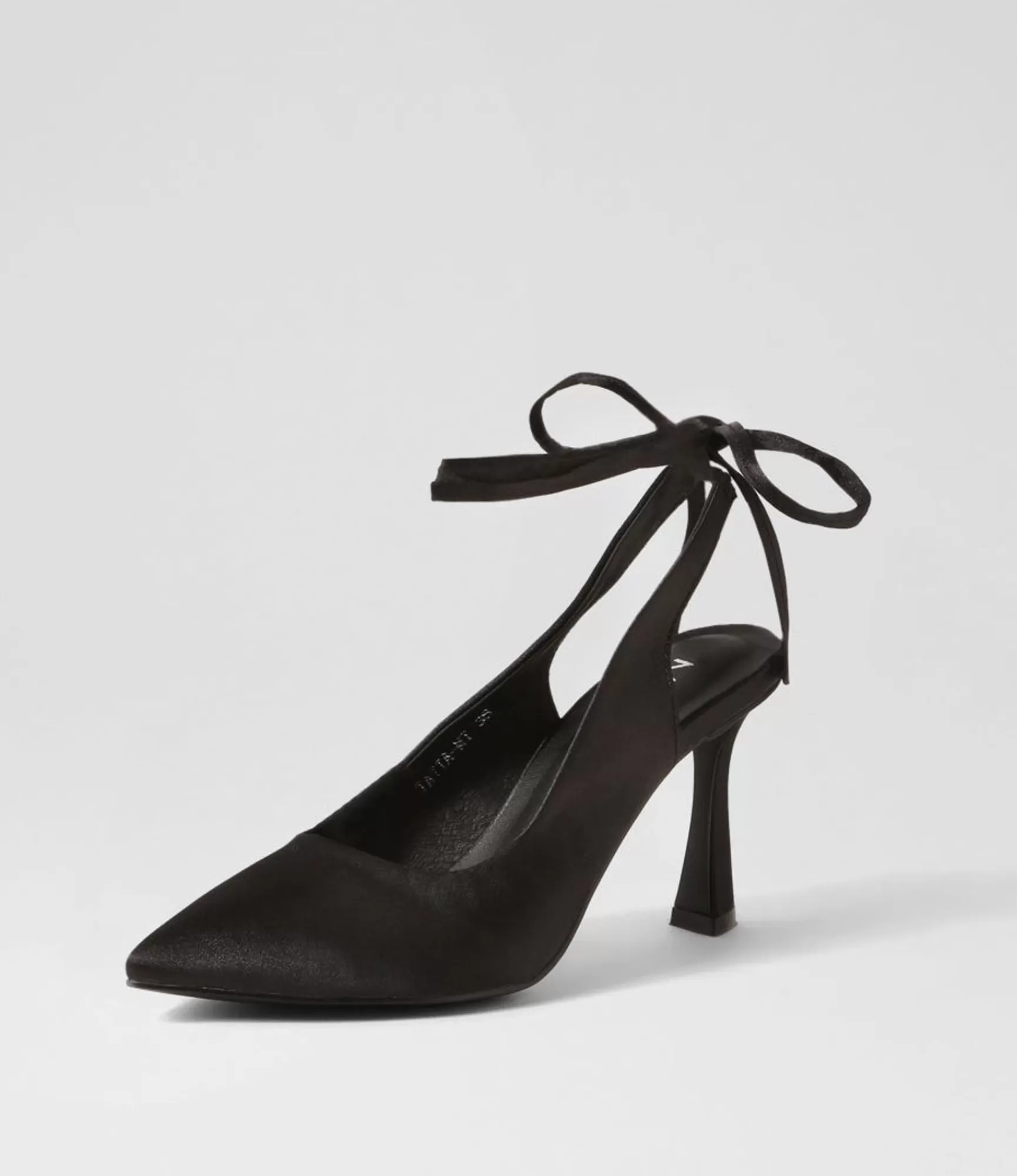 Fashion Midas Shoes Tatia Black Satin Pump Heels