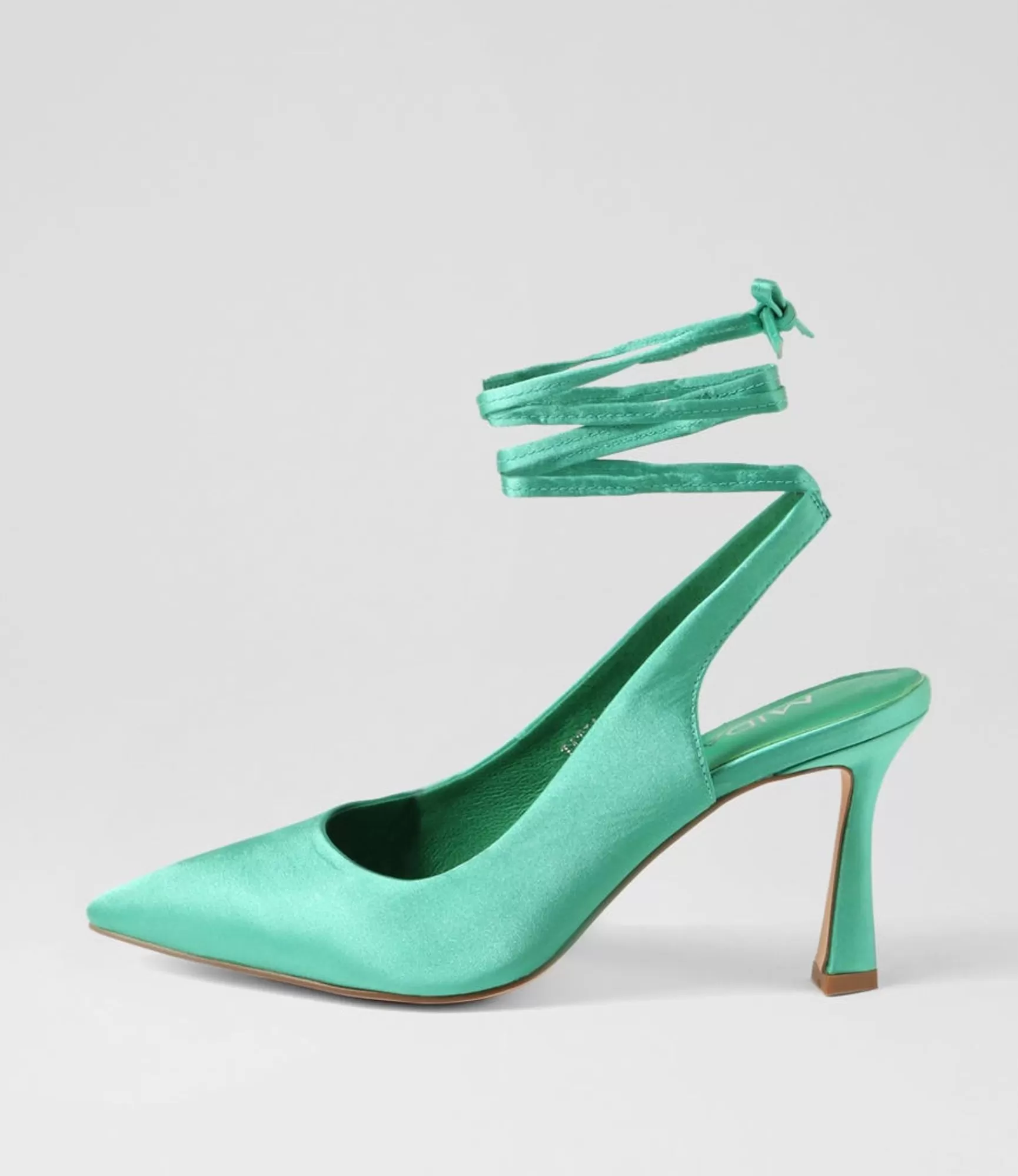 Outlet Midas Shoes Tatia Green Satin Heels