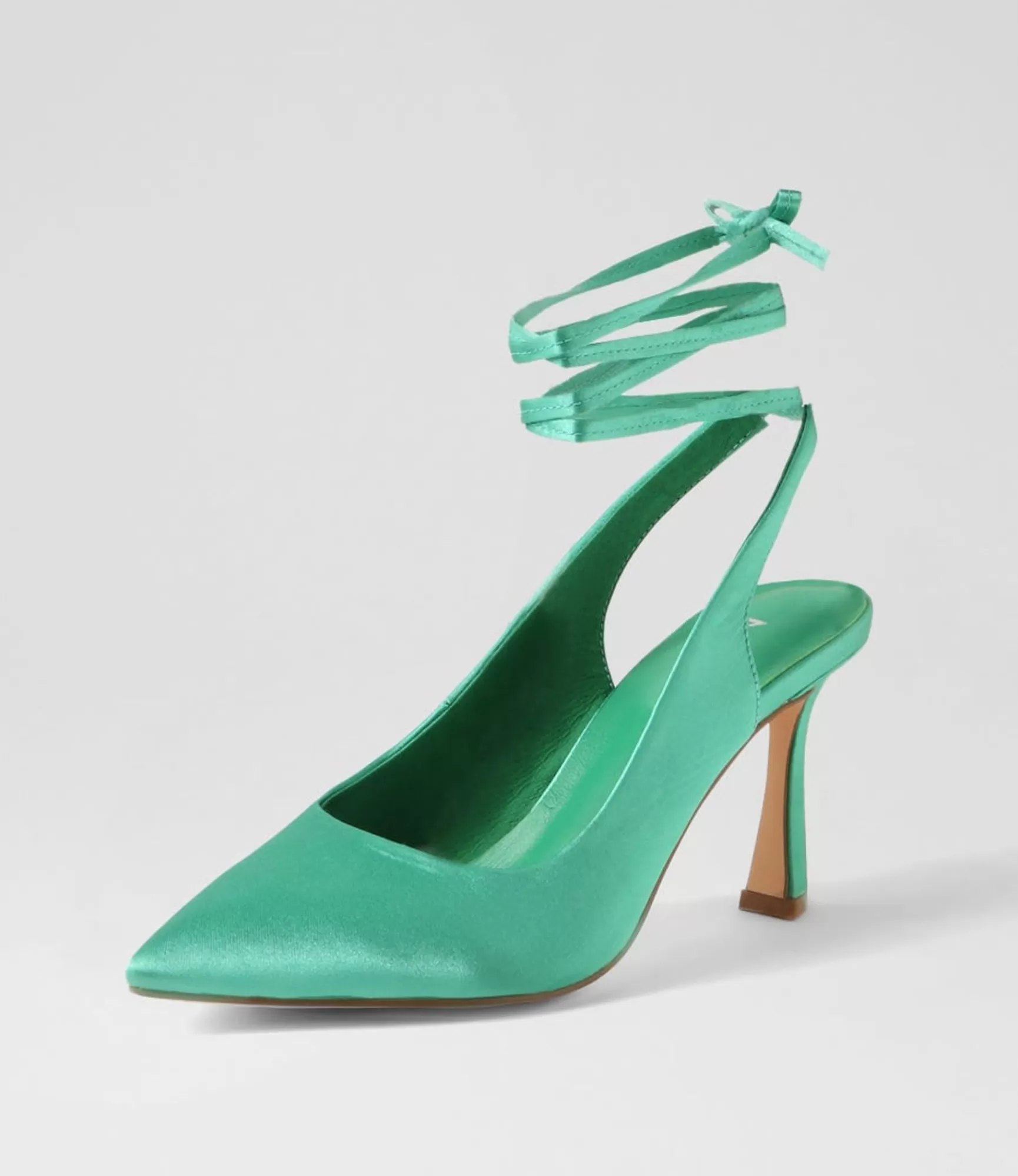 Outlet Midas Shoes Tatia Green Satin Heels
