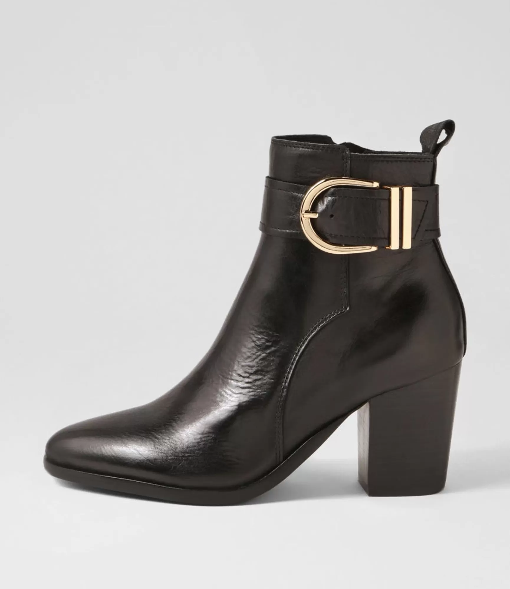 Fashion Midas Shoes Tenae Black Leather Ankle Boots