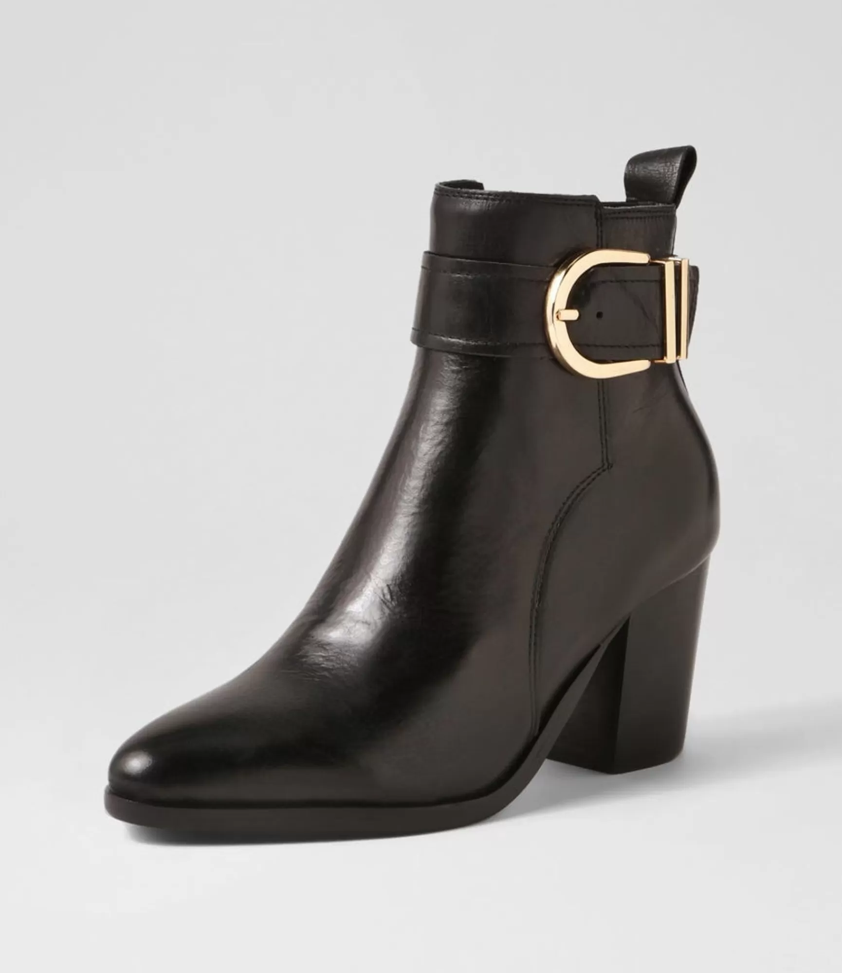 Fashion Midas Shoes Tenae Black Leather Ankle Boots