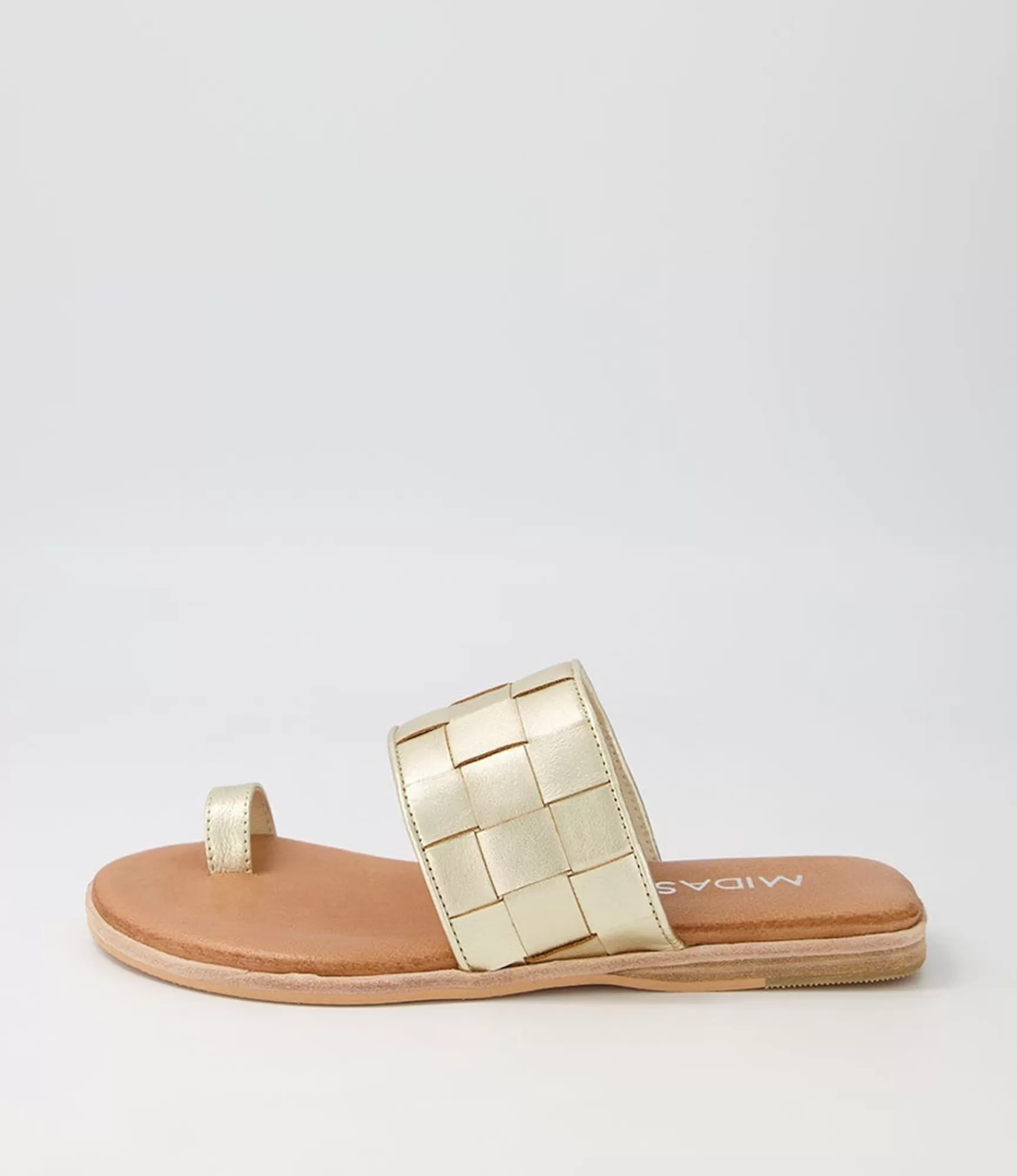 Hot Midas Shoes Tianna Pale Gold Leather Slides