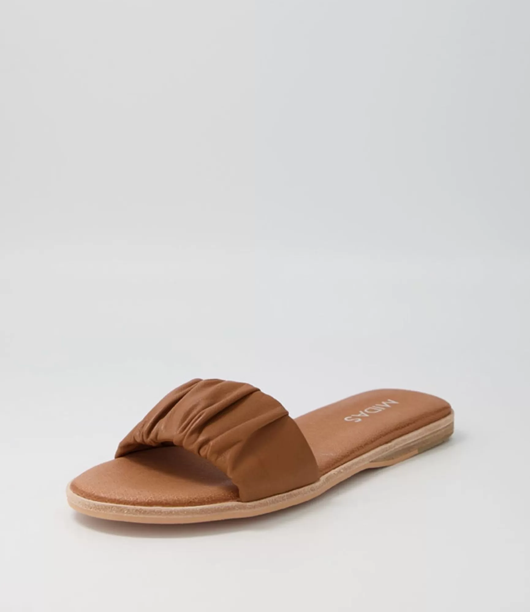 Cheap Midas Shoes Tokio Tan Leather Slides
