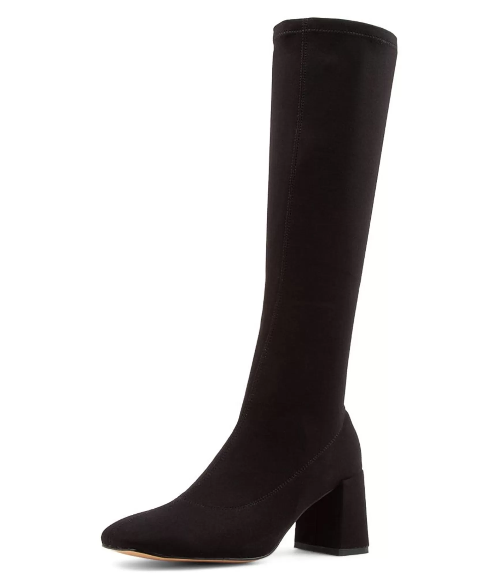 Cheap Midas Shoes Tripped Black Stretch Fabric Knee High Boots