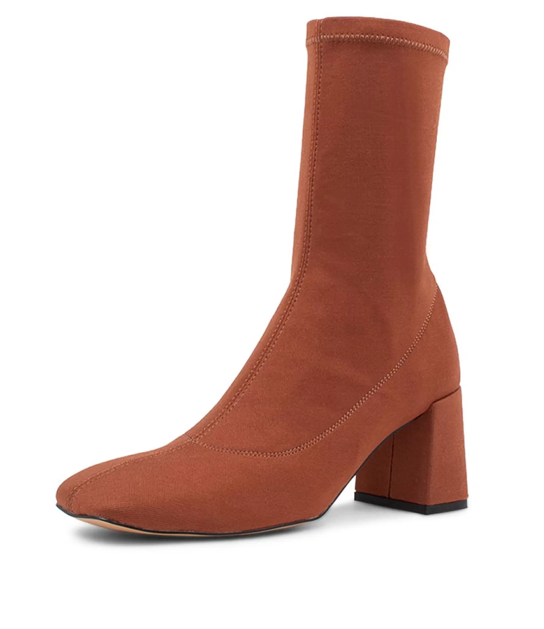 Store Midas Shoes Trusted Dark Tan Stretch Fabric Ankle Boots