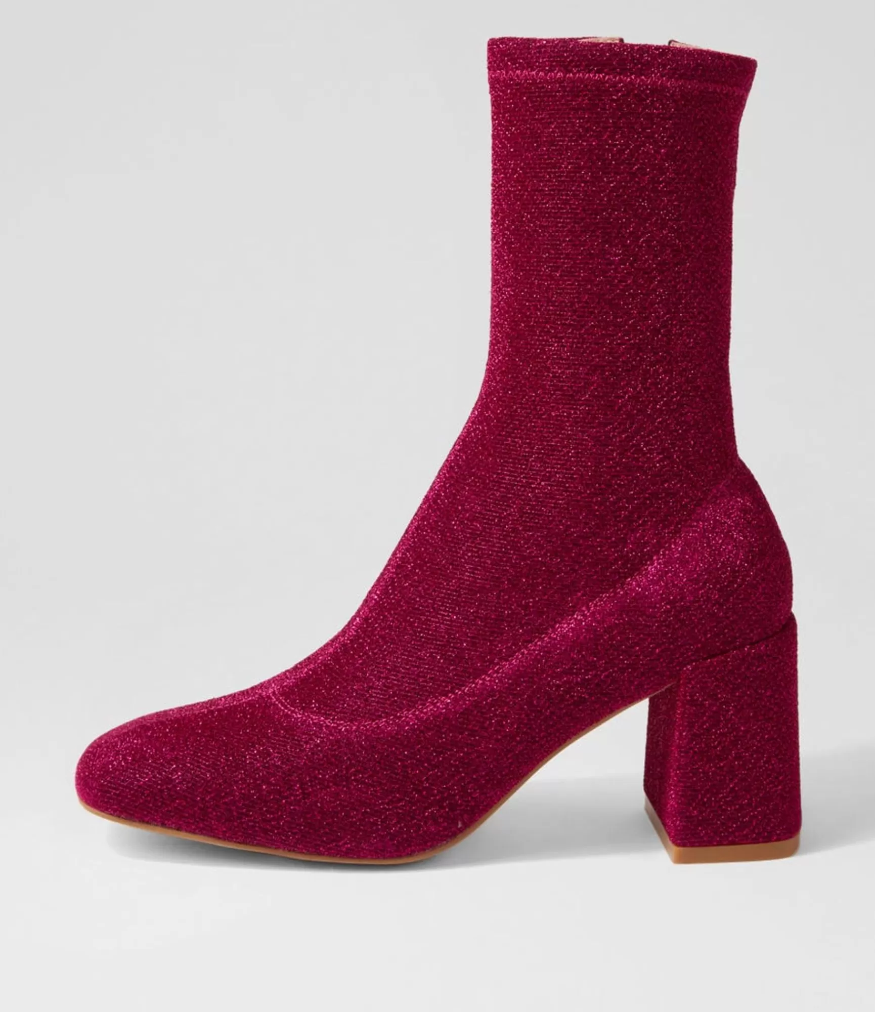 Clearance Midas Shoes Trusted Fuchsia Glitter Stretch Fabric Ankle Boots