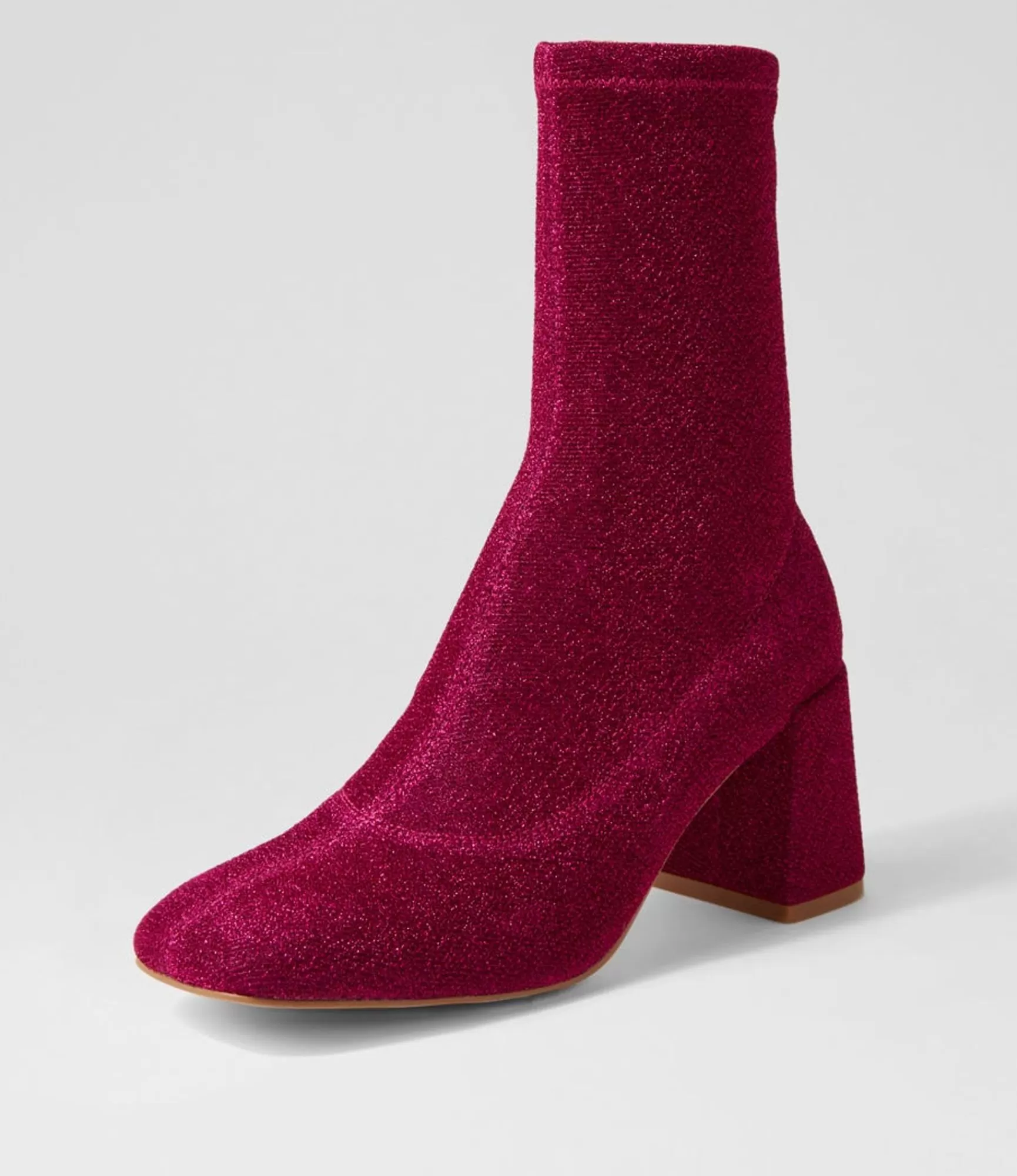Clearance Midas Shoes Trusted Fuchsia Glitter Stretch Fabric Ankle Boots