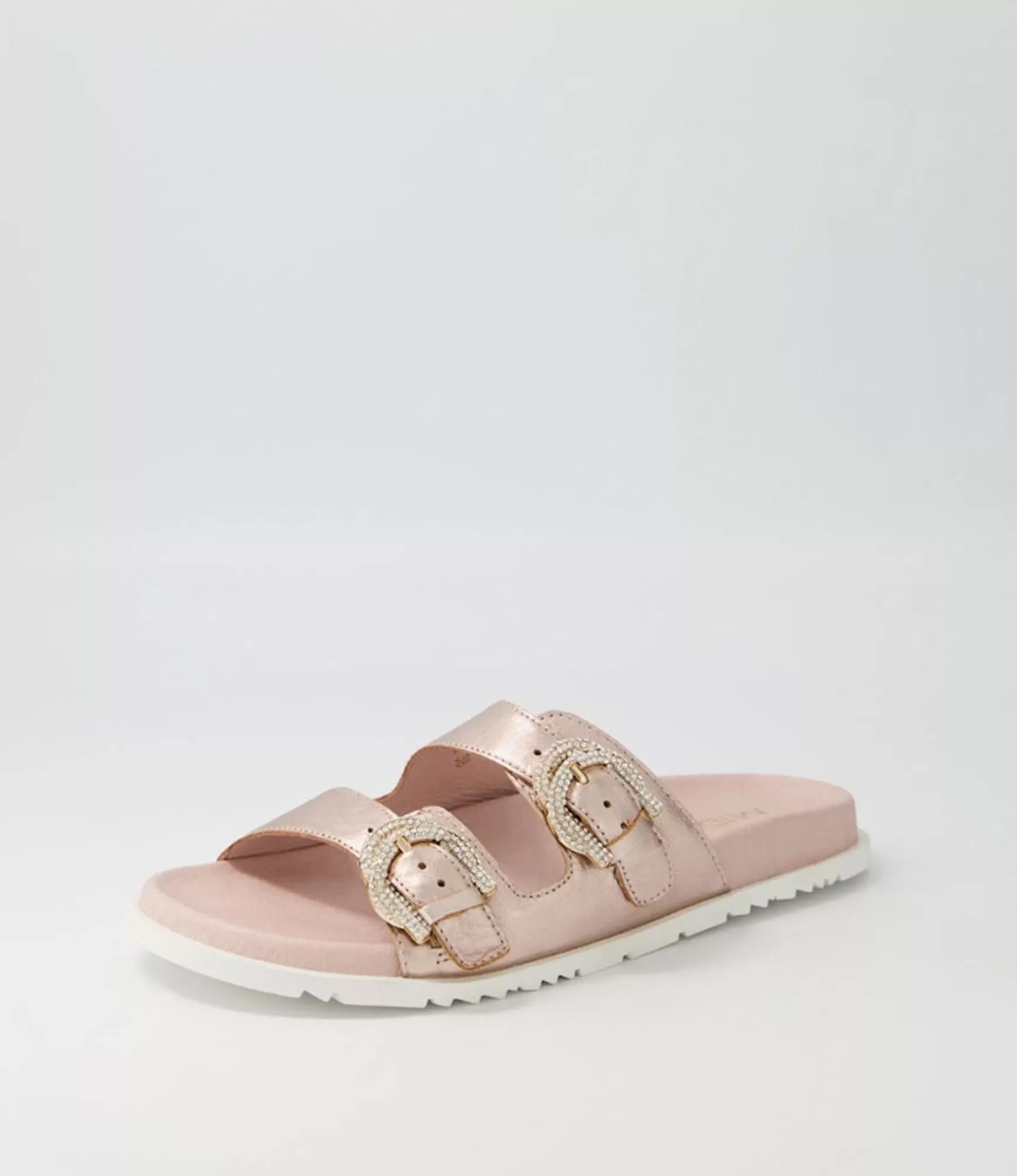 Clearance Midas Shoes Tullies Pale Rose Gold Leather Slides