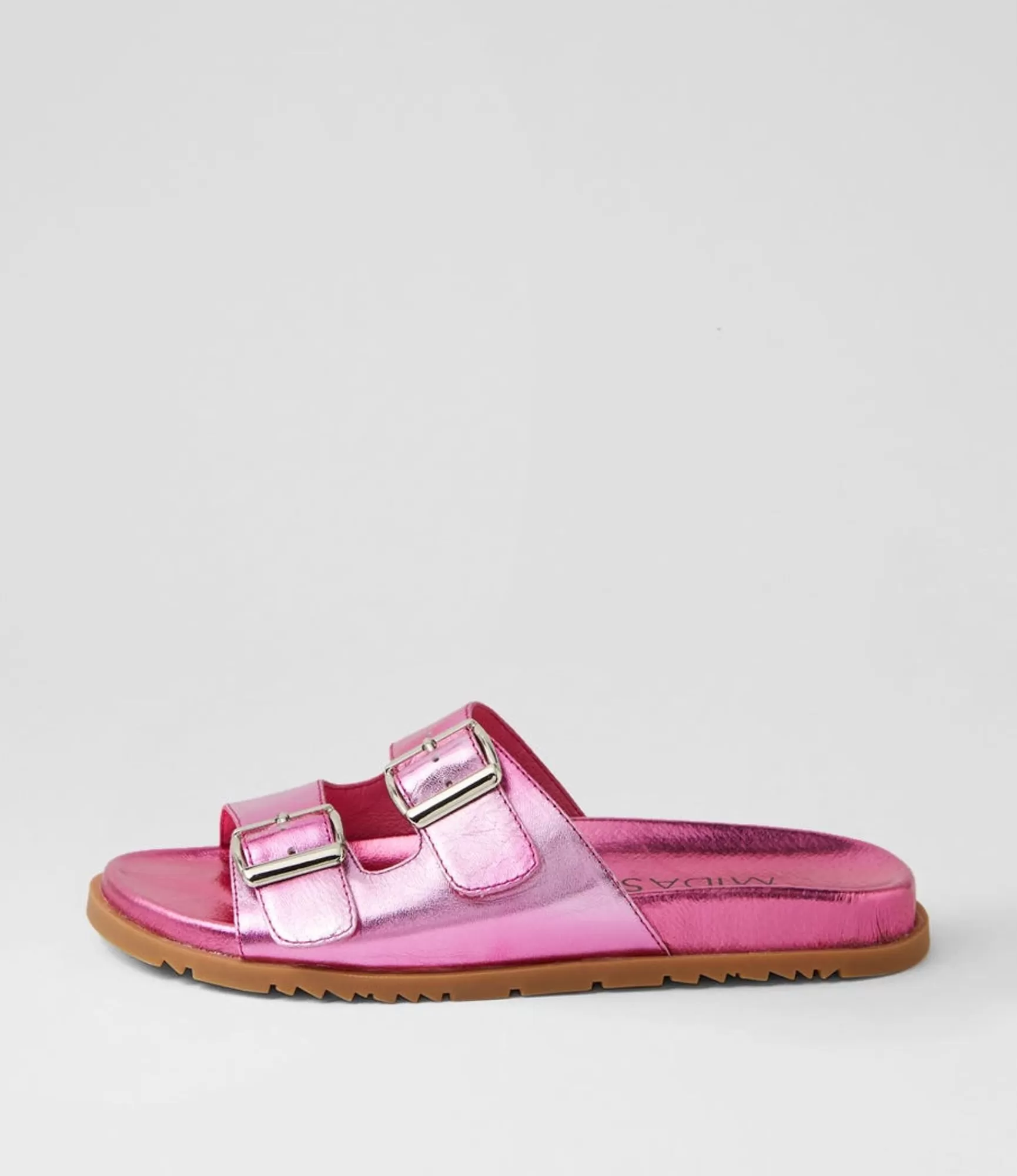 Fashion Midas Shoes Tymes Fuchsia Mix Leather Slides