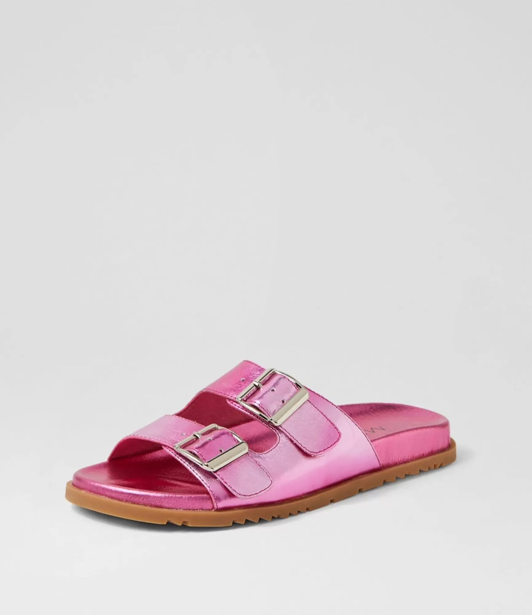 Fashion Midas Shoes Tymes Fuchsia Mix Leather Slides