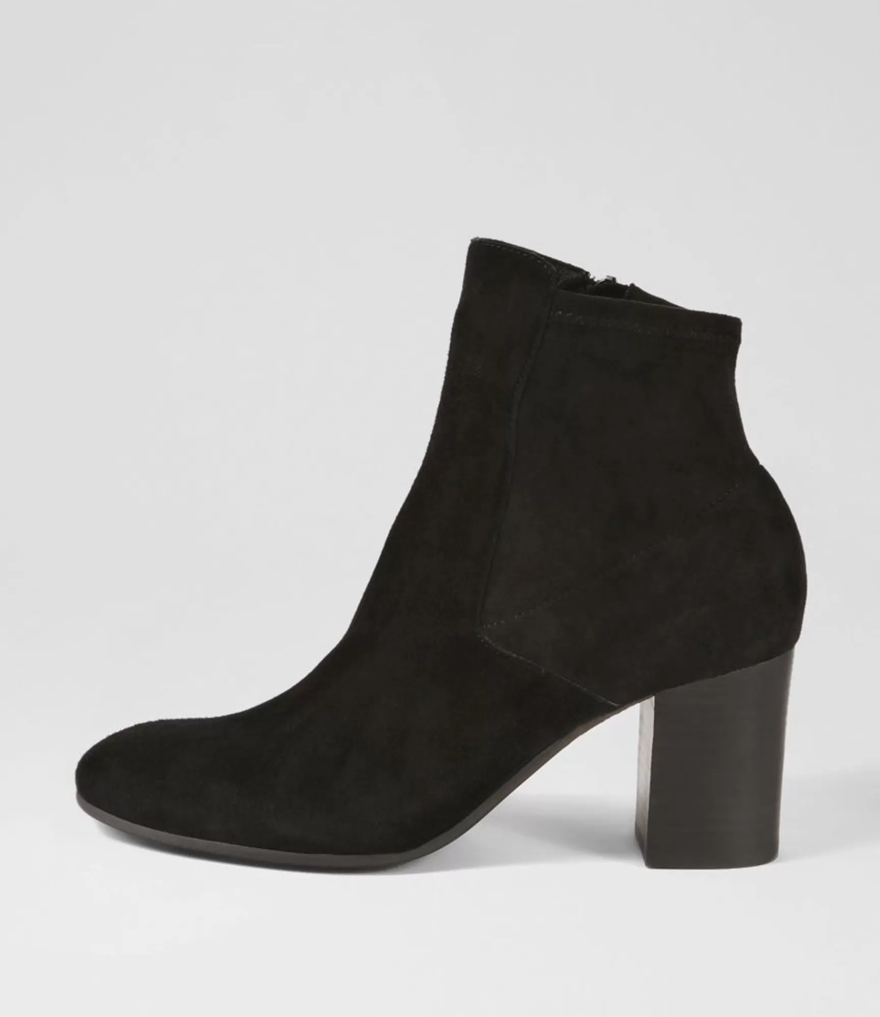 New Midas Shoes Uluv Black Stretch Microsuede Ankle Boots