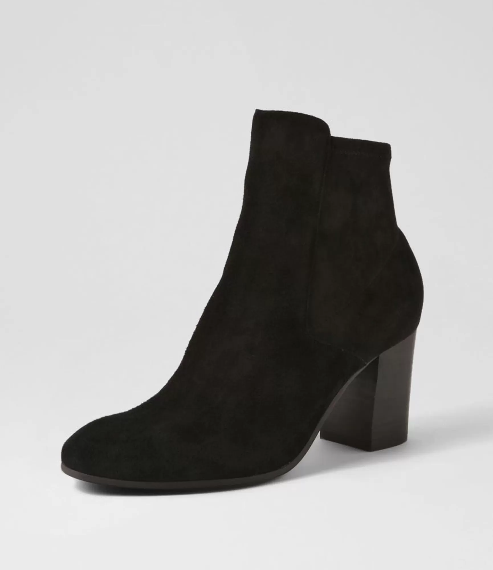 New Midas Shoes Uluv Black Stretch Microsuede Ankle Boots