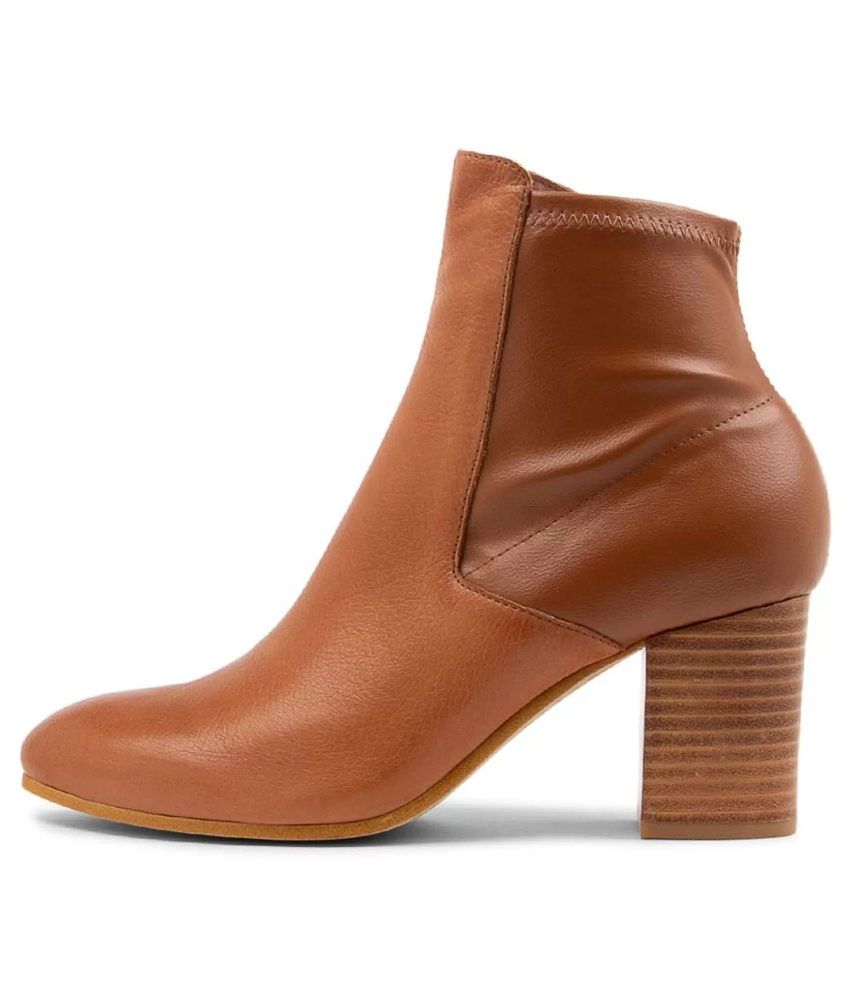 New Midas Shoes Uluv Cognac Leather Stretch Ankle Boots