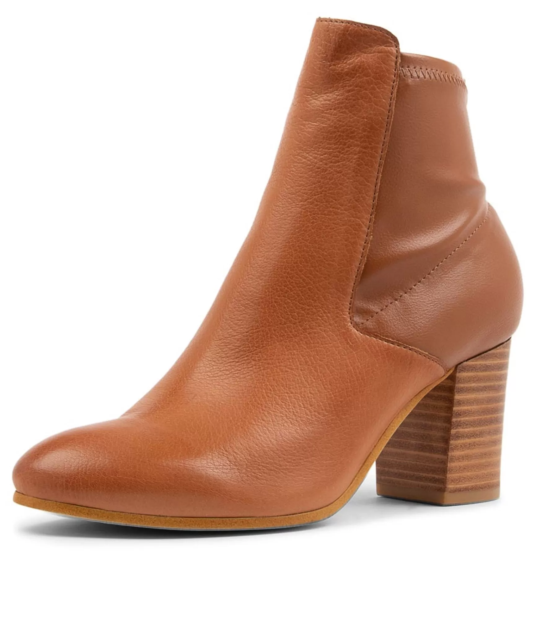 New Midas Shoes Uluv Cognac Leather Stretch Ankle Boots