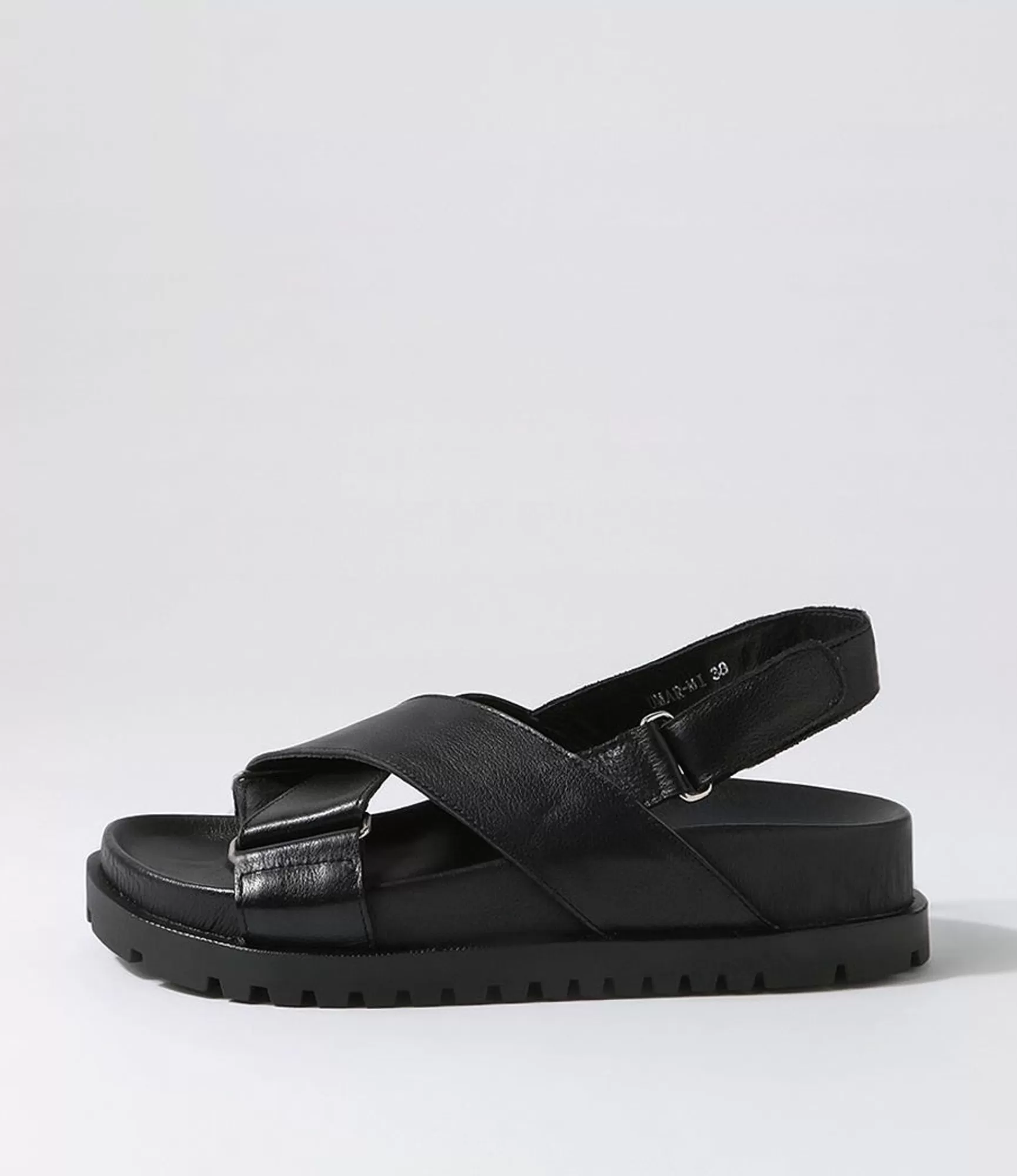 Online Midas Shoes Umar Black Leather Sandals