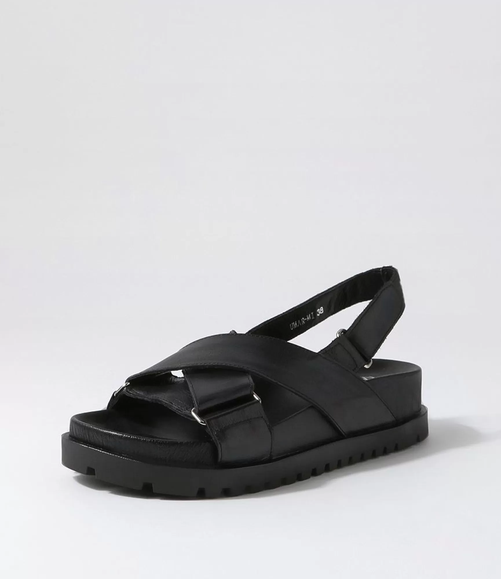 Online Midas Shoes Umar Black Leather Sandals
