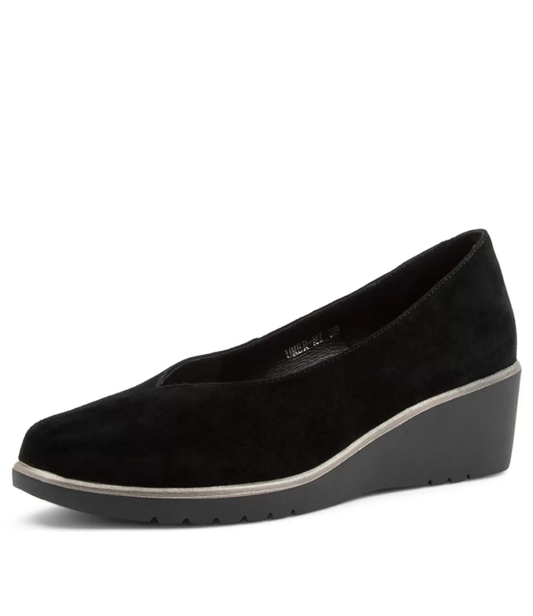 Store Midas Shoes Umer Black Suede Wedges