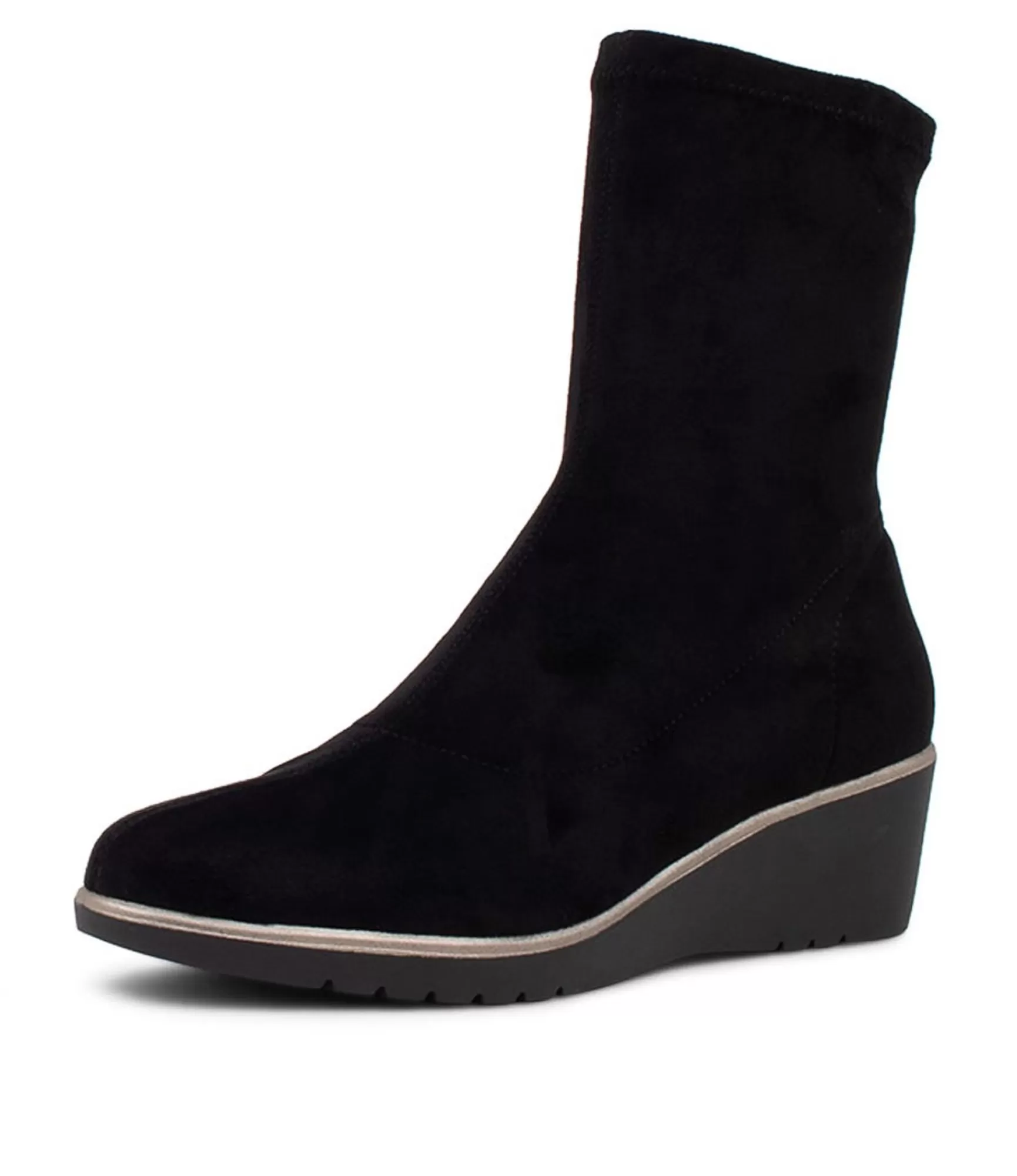 Best Sale Midas Shoes Umust Black Stretch Microsuede Ankle Boots