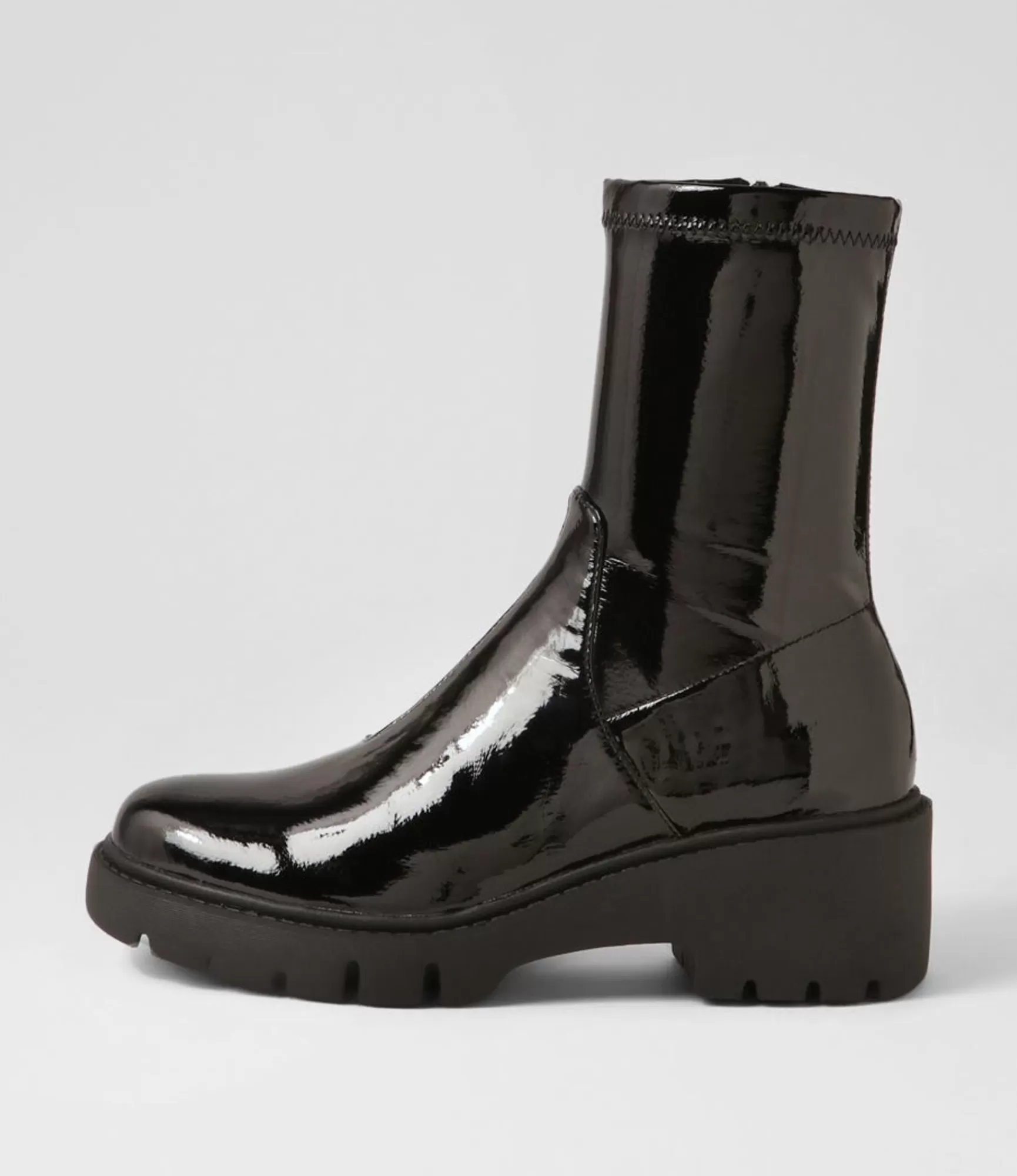 Discount Midas Shoes Uner Black Stretch Patent Pu Ankle Boots