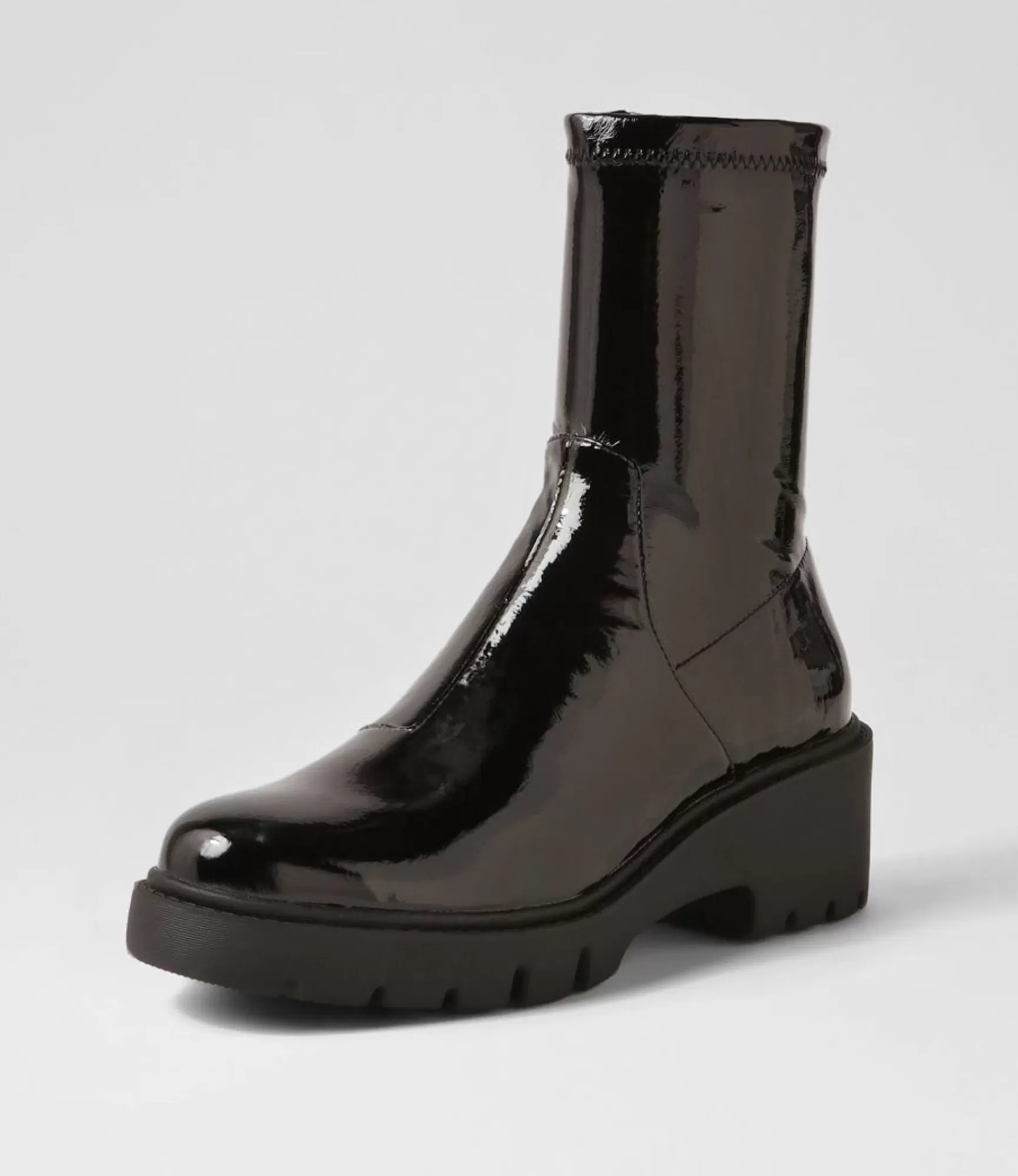 Discount Midas Shoes Uner Black Stretch Patent Pu Ankle Boots
